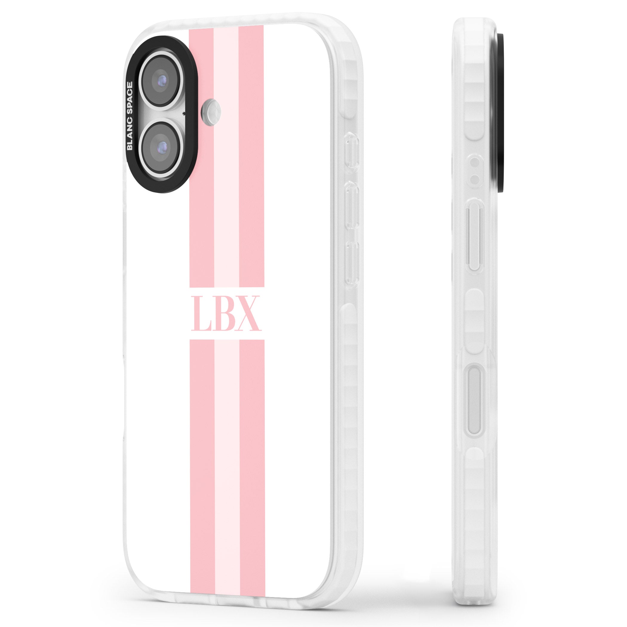 Personalised Minimal Pink Stripe iPhone 17 Impact Clear Phone Case Side Profile
