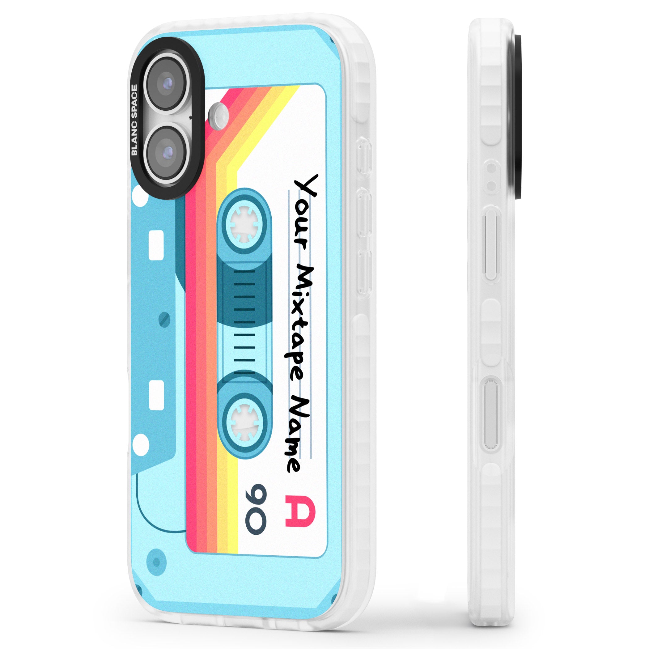 Personalised Retro Mixtape Sporty iPhone 17 Impact Clear Phone Case Side Profile