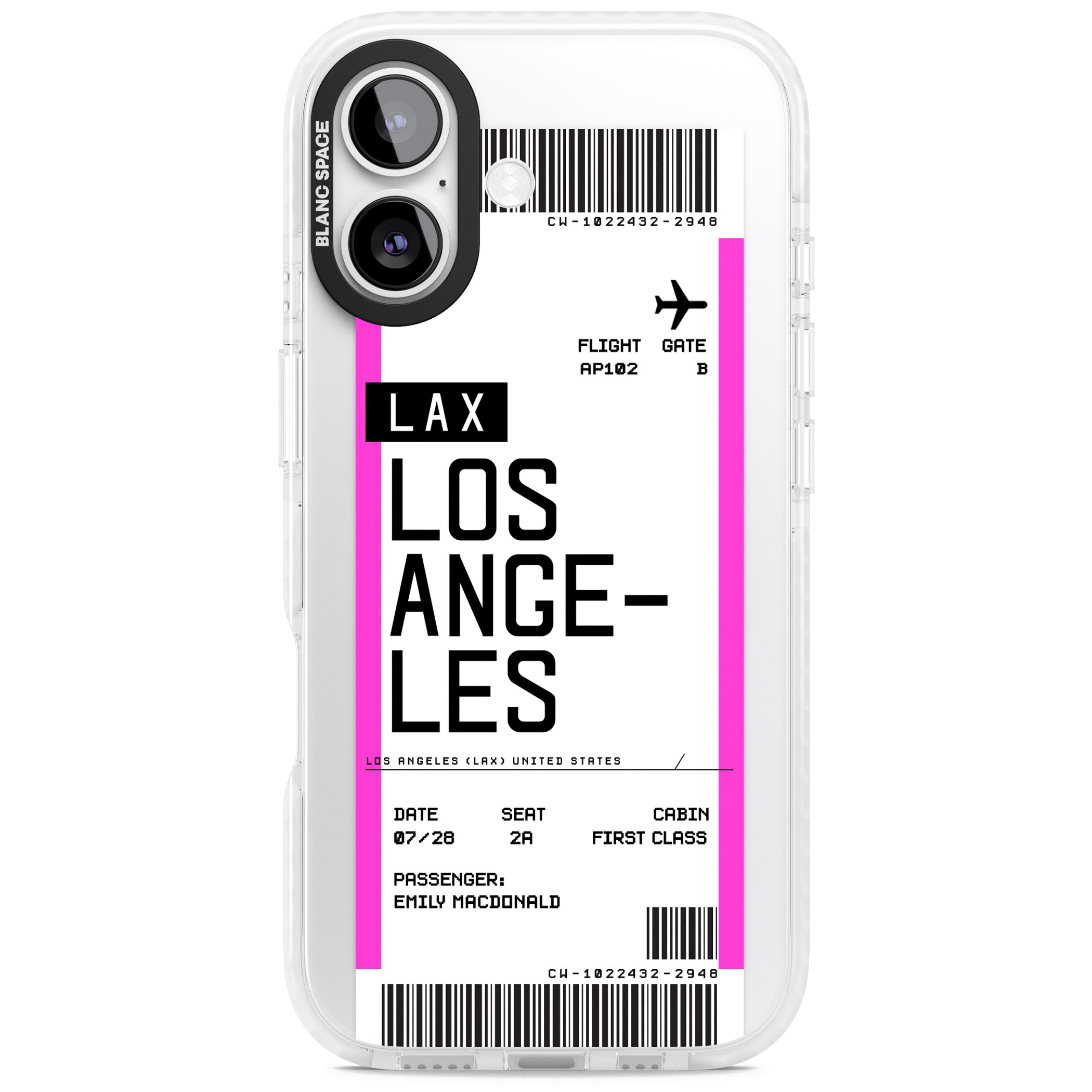Personalised Los Angeles Boarding Pass iPhone 17 Impact Clear Phone Case