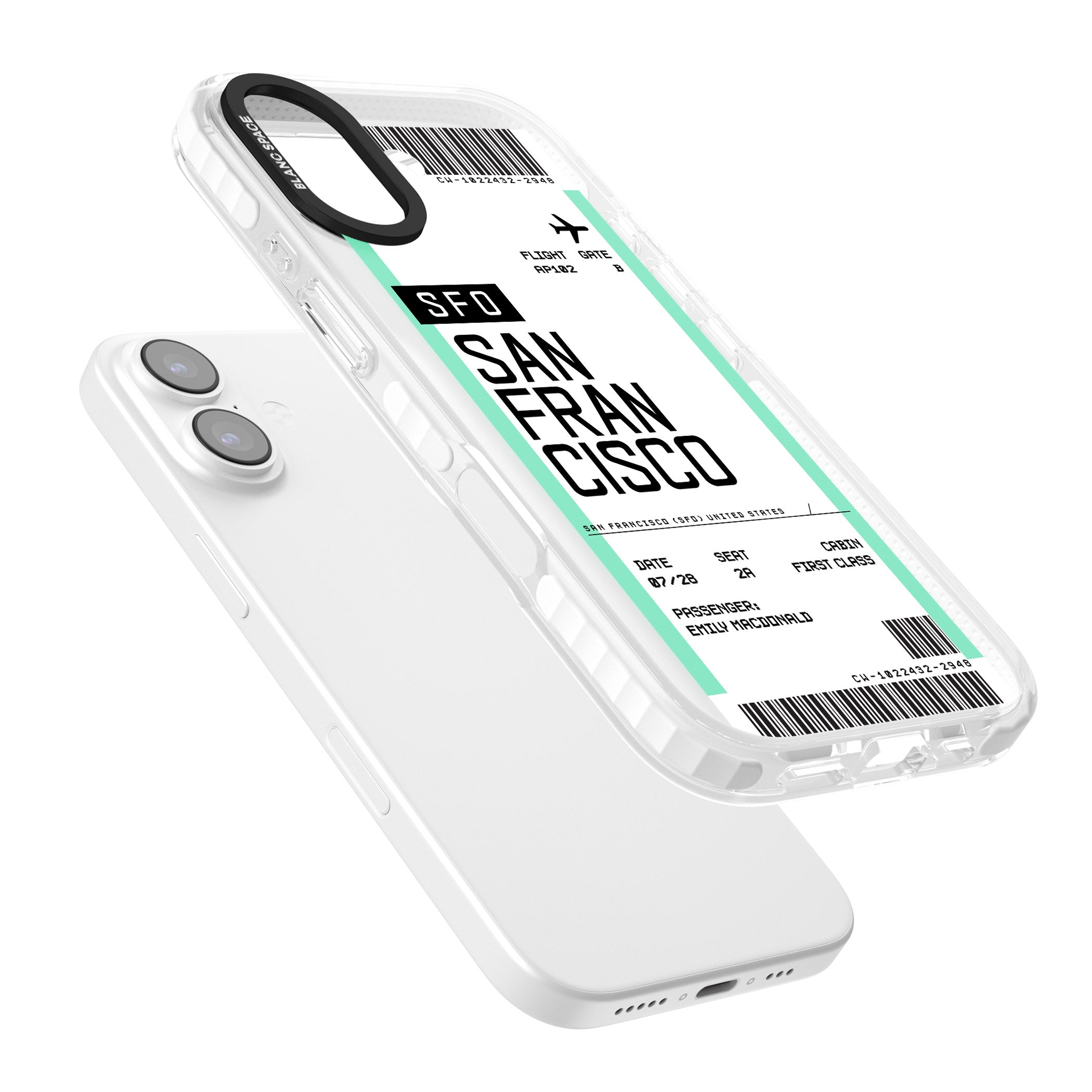 Personalised San Francisco Boarding Pass iPhone 17 Impact Clear Phone Case Colours