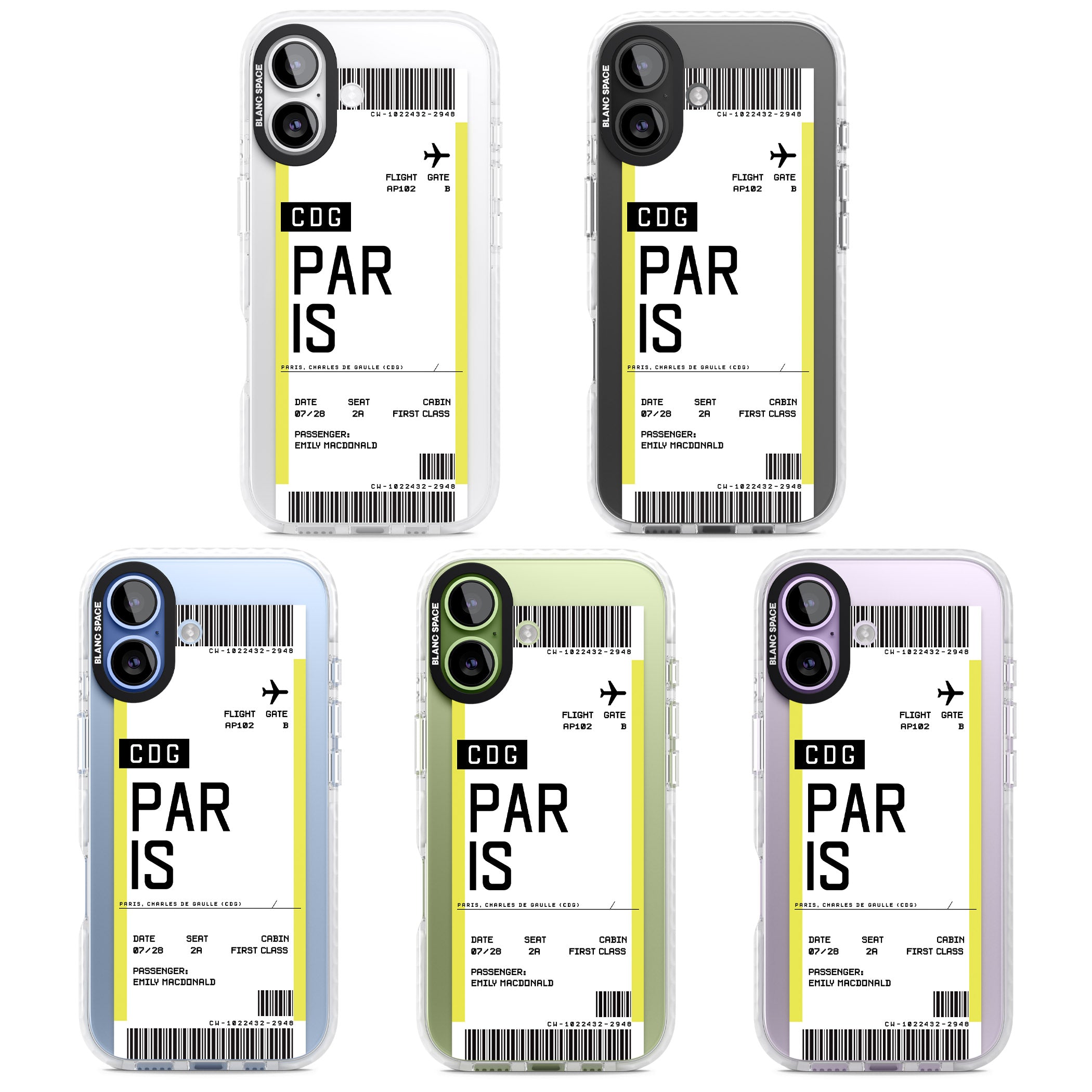 Personalised Paris Boarding Pass iPhone 17 Impact Clear Phone Case APT Impact Protection