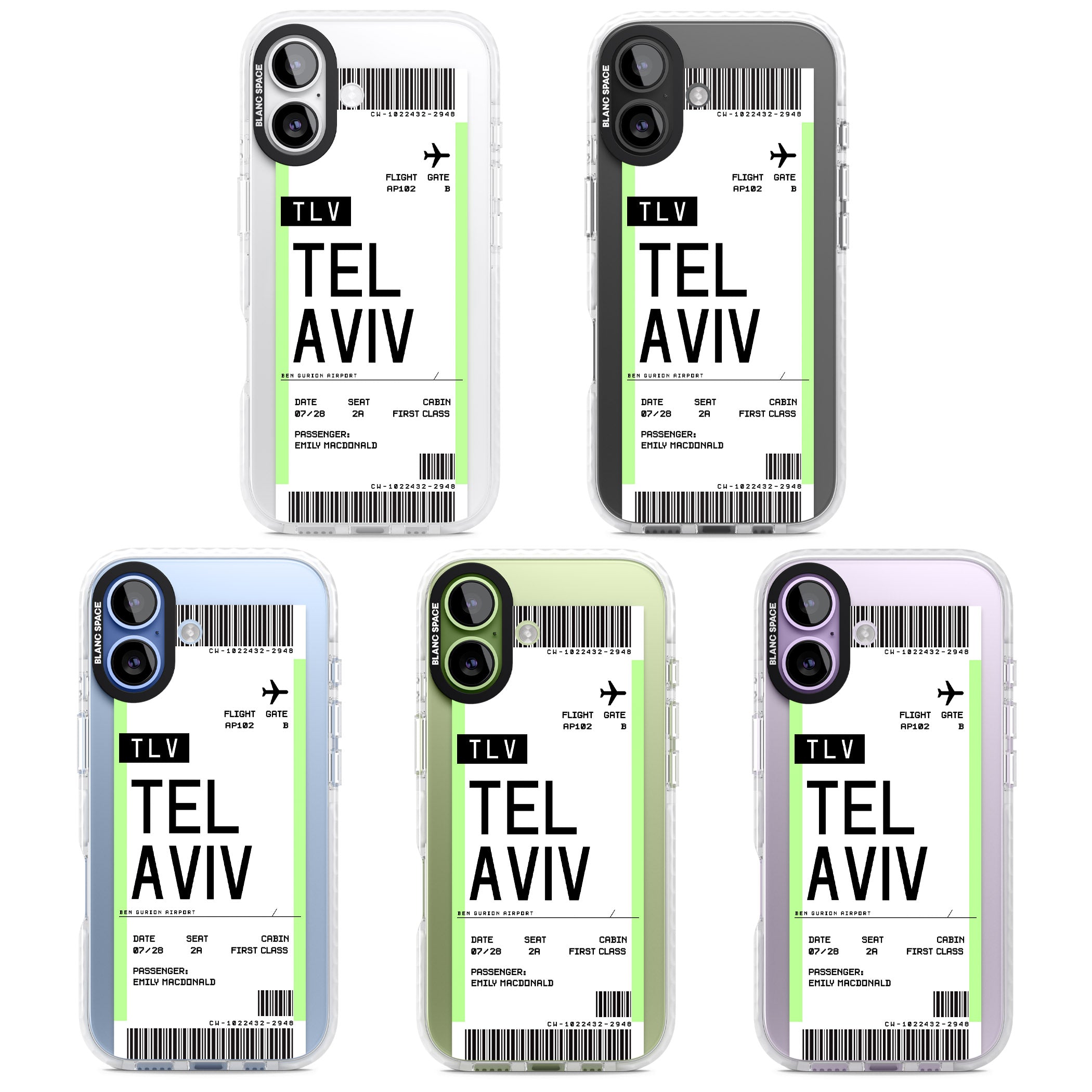 Personalised Tel Aviv Boarding Pass iPhone 17 Impact Clear Phone Case APT Impact Protection