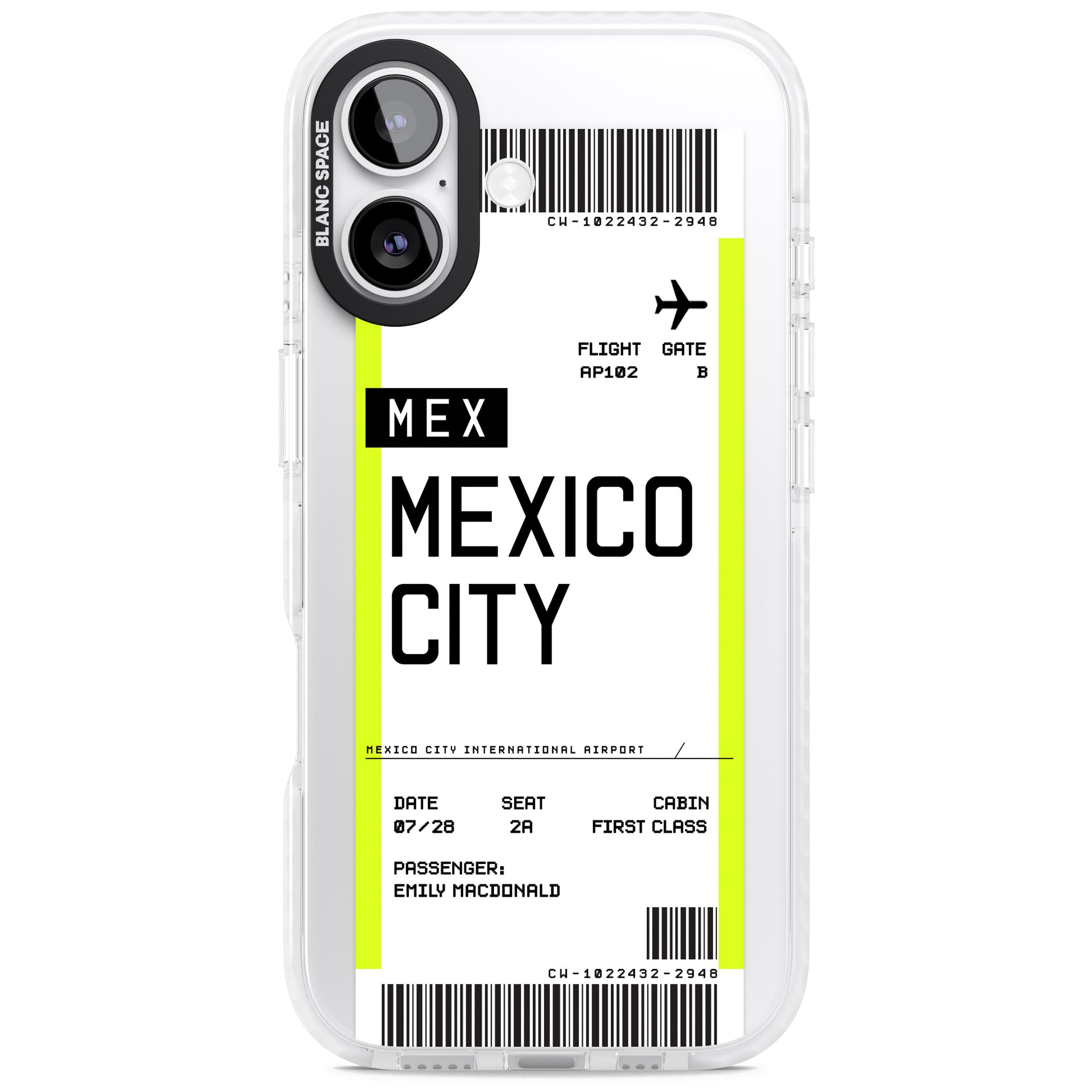 Personalised Mexico City Boarding Pass iPhone 17 Impact Clear Phone Case