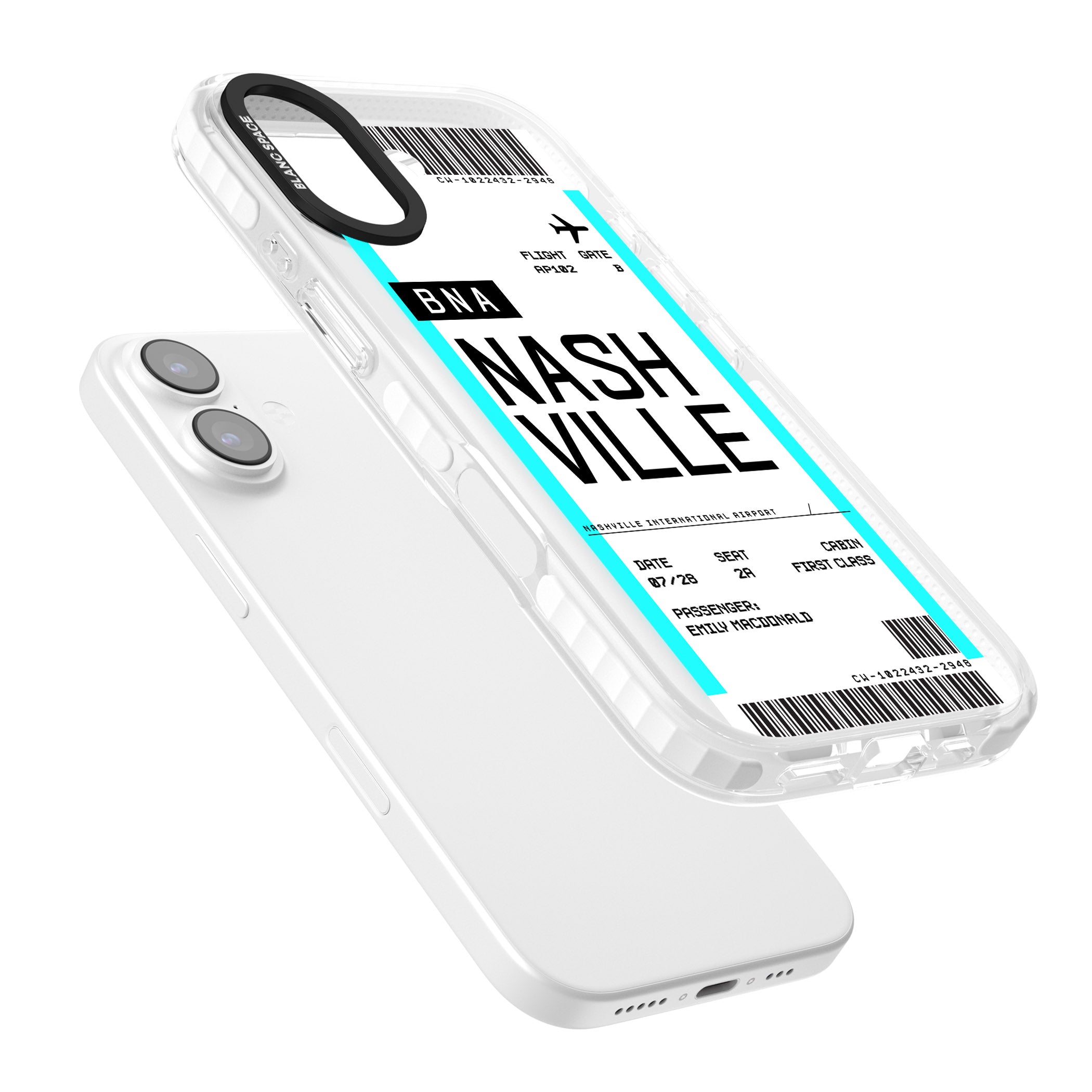 Personalised Nashville Boarding Pass iPhone 17 Impact Clear Phone Case Colours