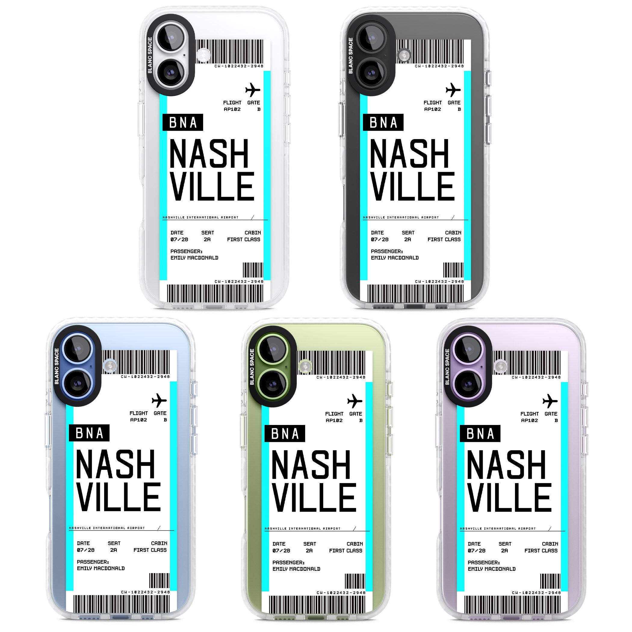 Personalised Nashville Boarding Pass iPhone 17 Impact Clear Phone Case APT Impact Protection