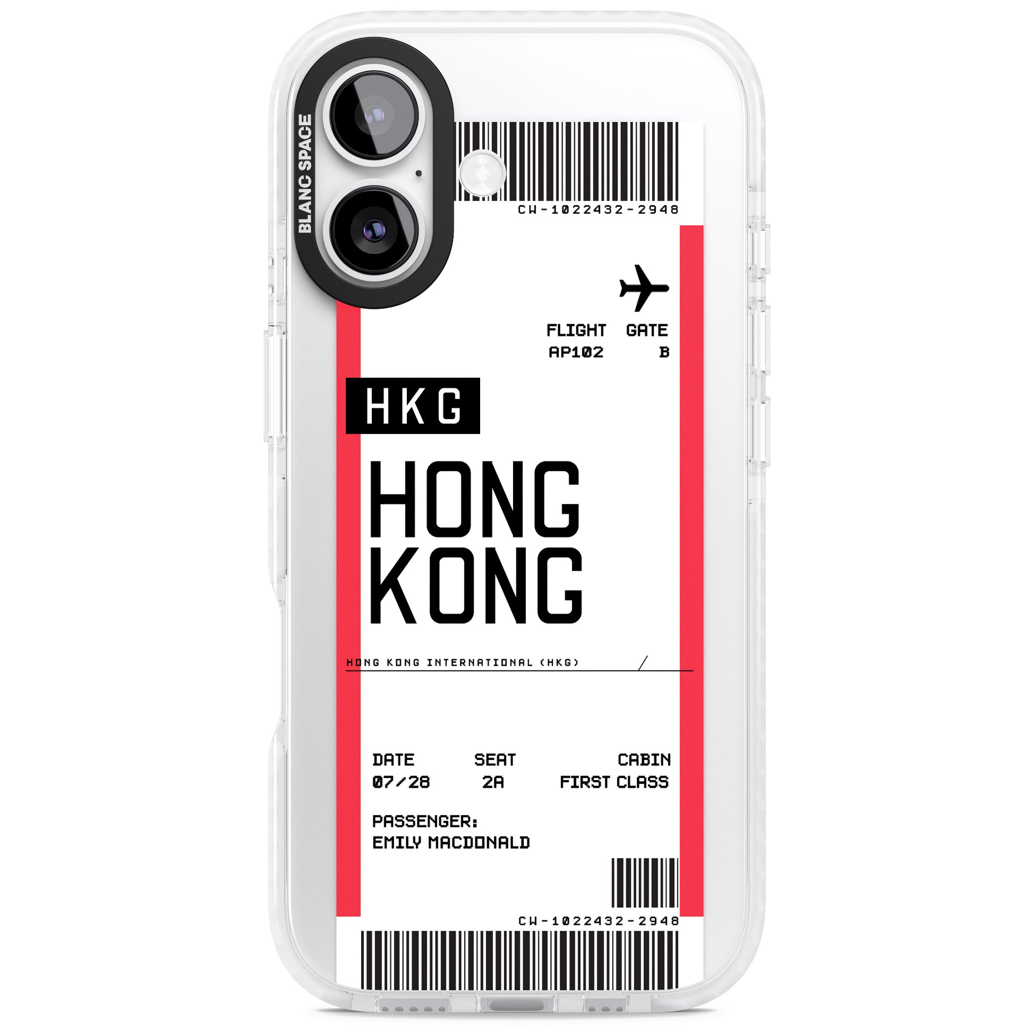 Personalised Hong Kong Boarding Pass iPhone 17 Impact Clear Phone Case