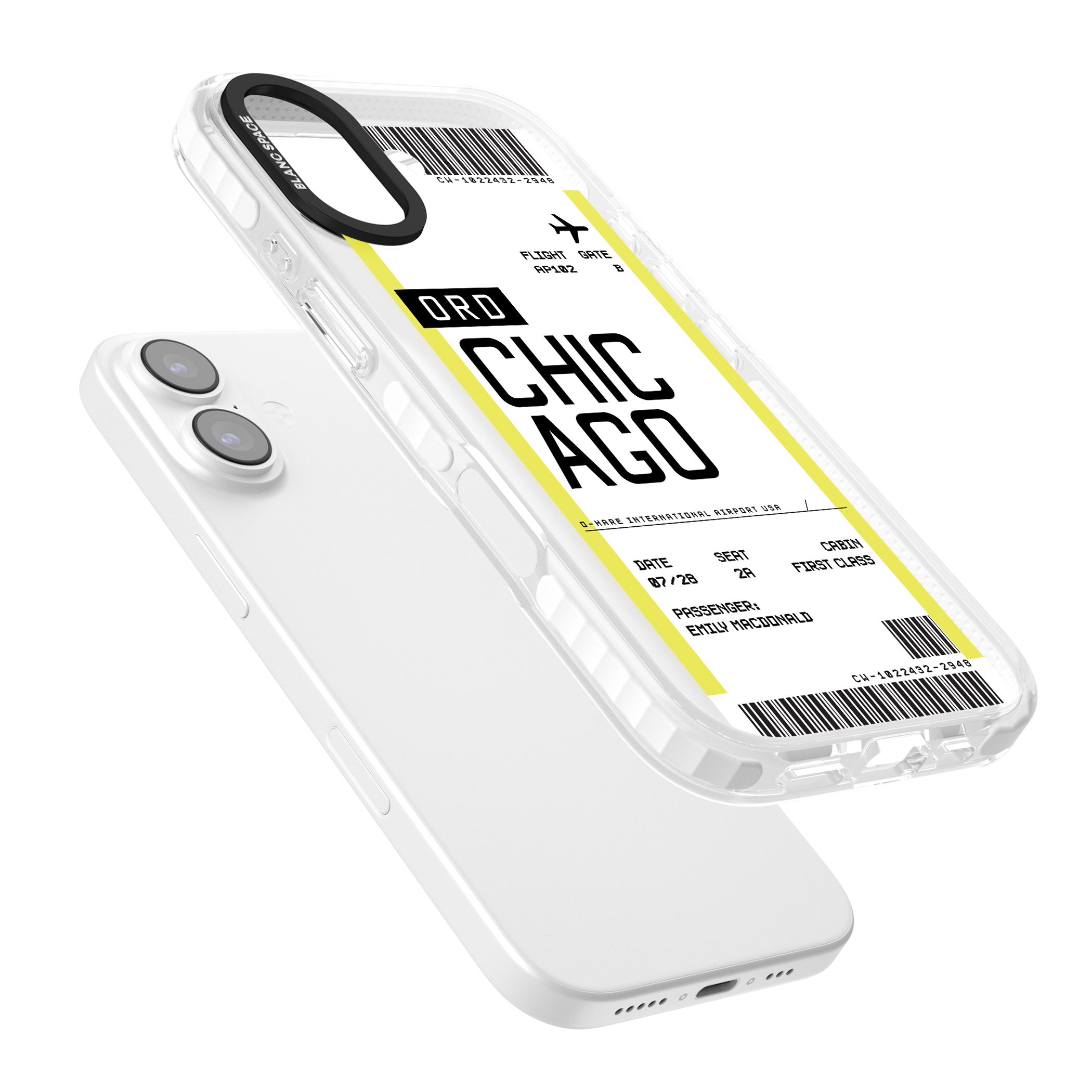 Personalised Chicago Boarding Pass iPhone 17 Impact Clear Phone Case Colours
