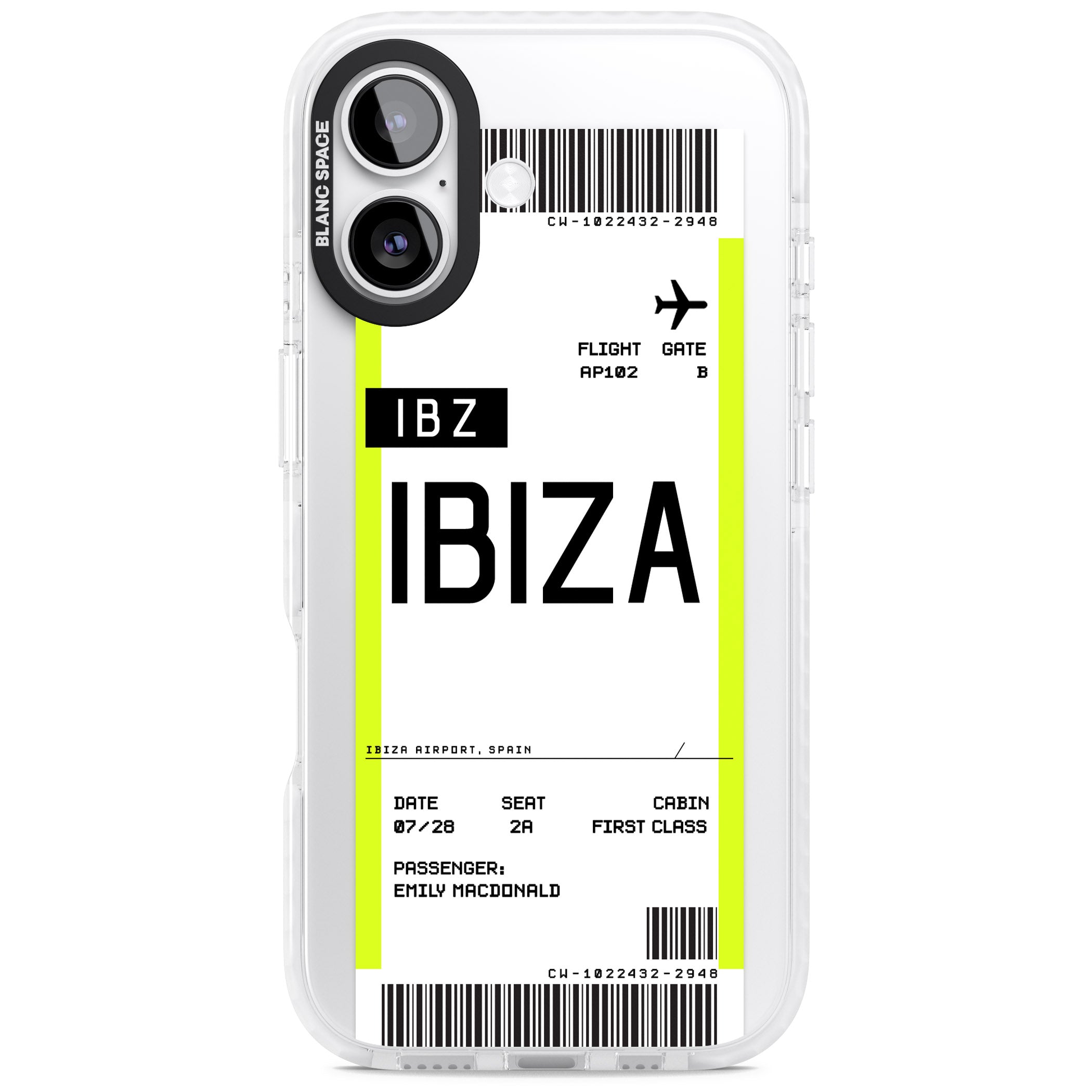 Personalised Ibiza Boarding Pass iPhone 17 Impact Clear Phone Case