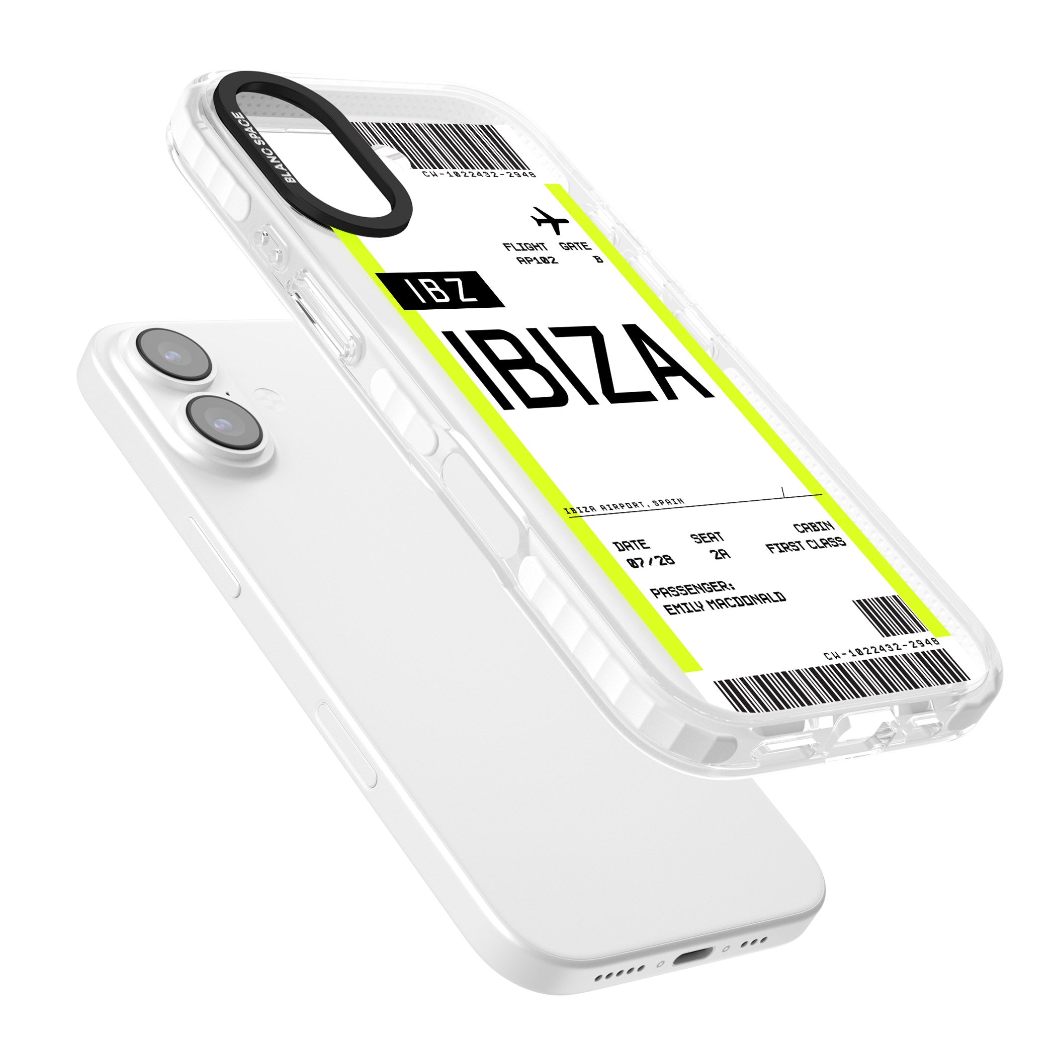Personalised Ibiza Boarding Pass iPhone 17 Impact Clear Phone Case Colours