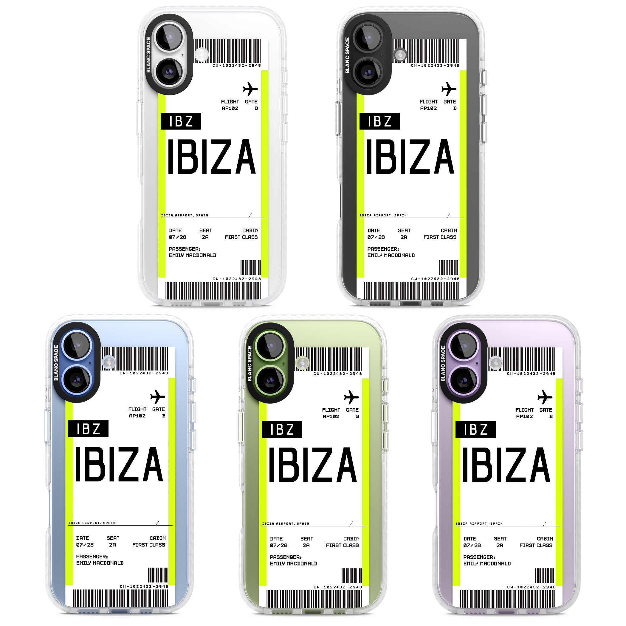 Personalised Ibiza Boarding Pass iPhone 17 Impact Clear Phone Case APT Impact Protection