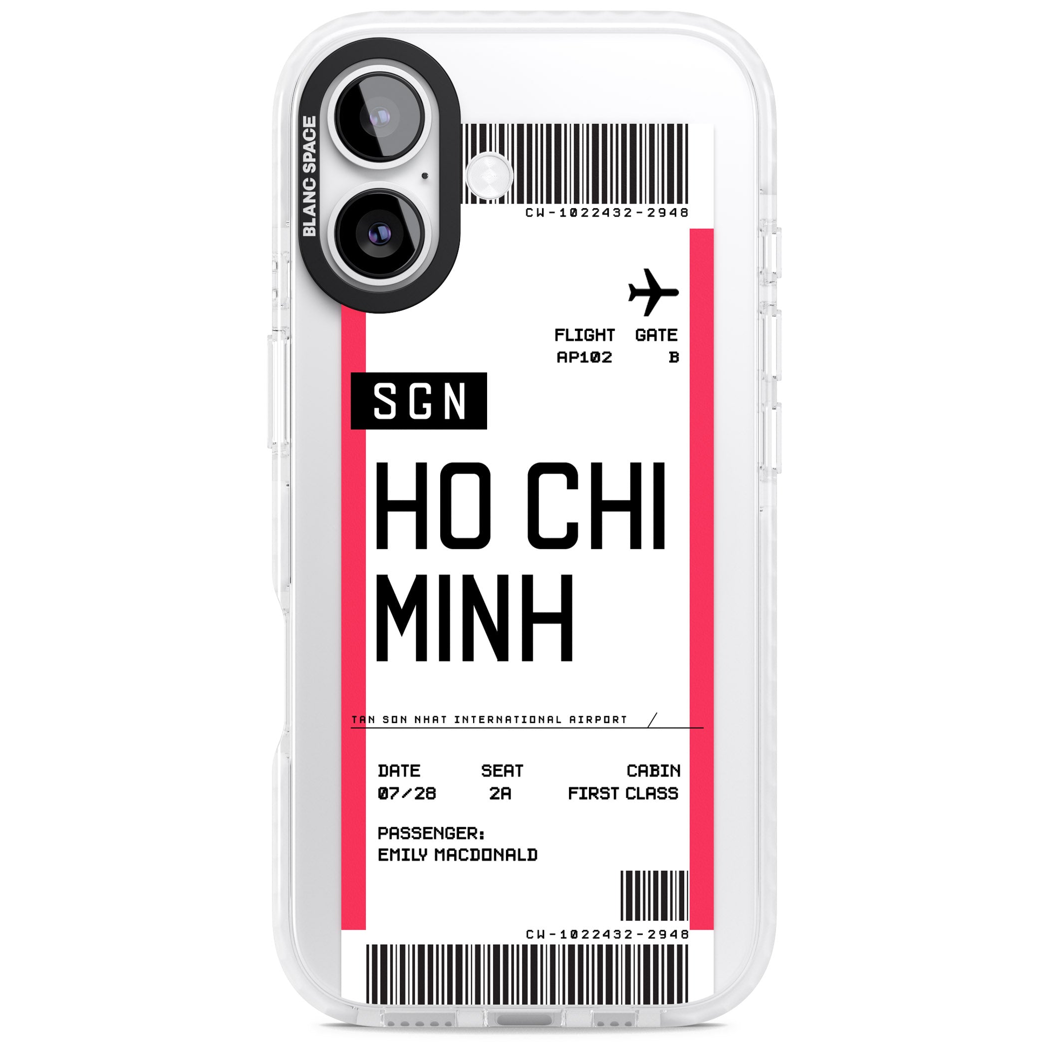 Personalised Ho Chi Minh Boarding Pass iPhone 17 Impact Clear Phone Case