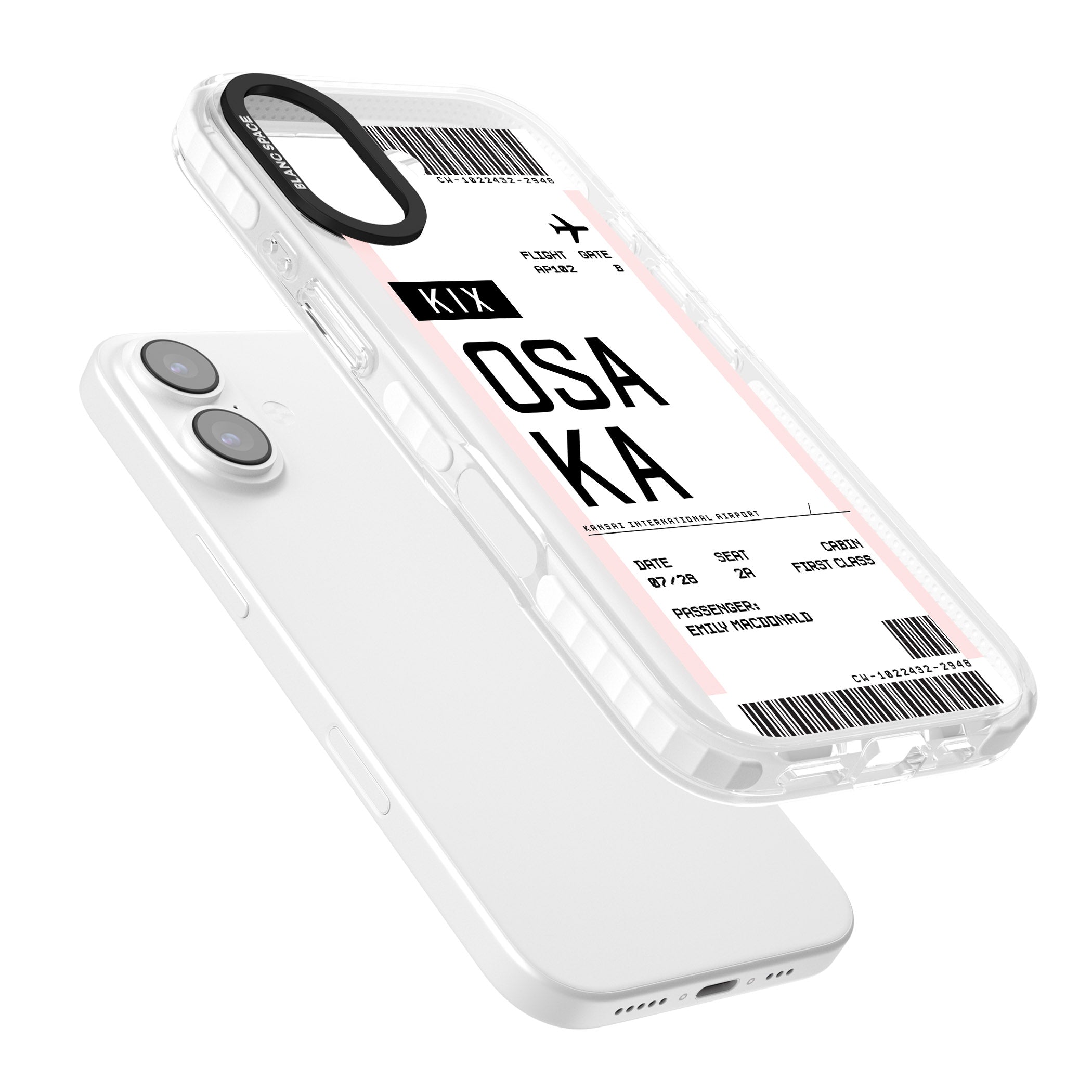 Personalised Osaka Boarding Pass iPhone 17 Impact Clear Phone Case Colours