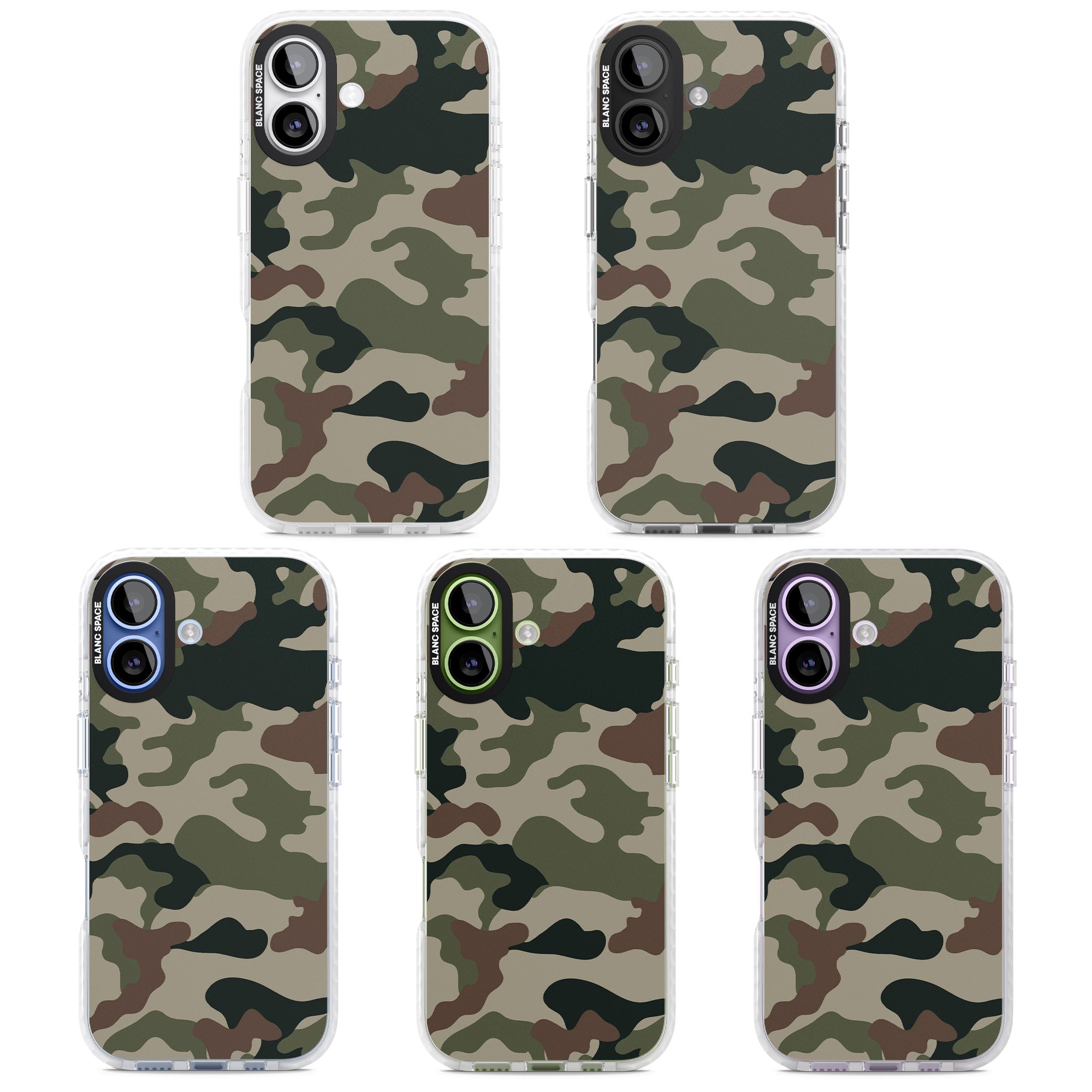 Green And Brown Camo iPhone 17 Impact Clear Phone Case APT Impact Protection