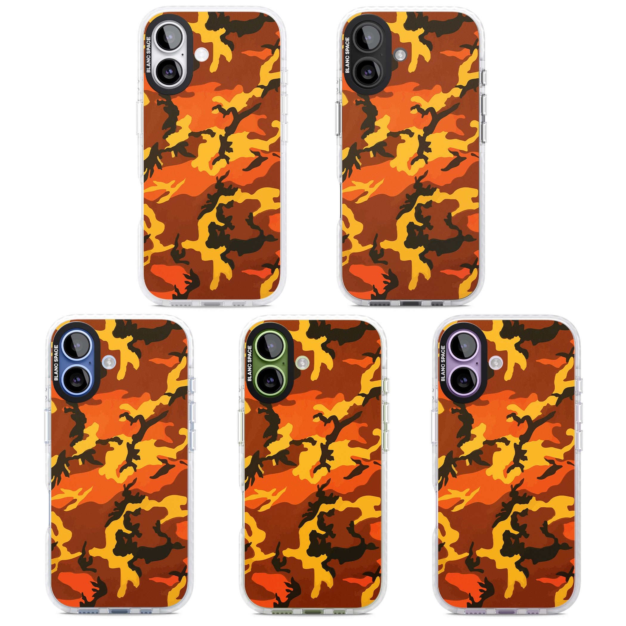Orange Camo iPhone 17 Impact Clear Phone Case APT Impact Protection