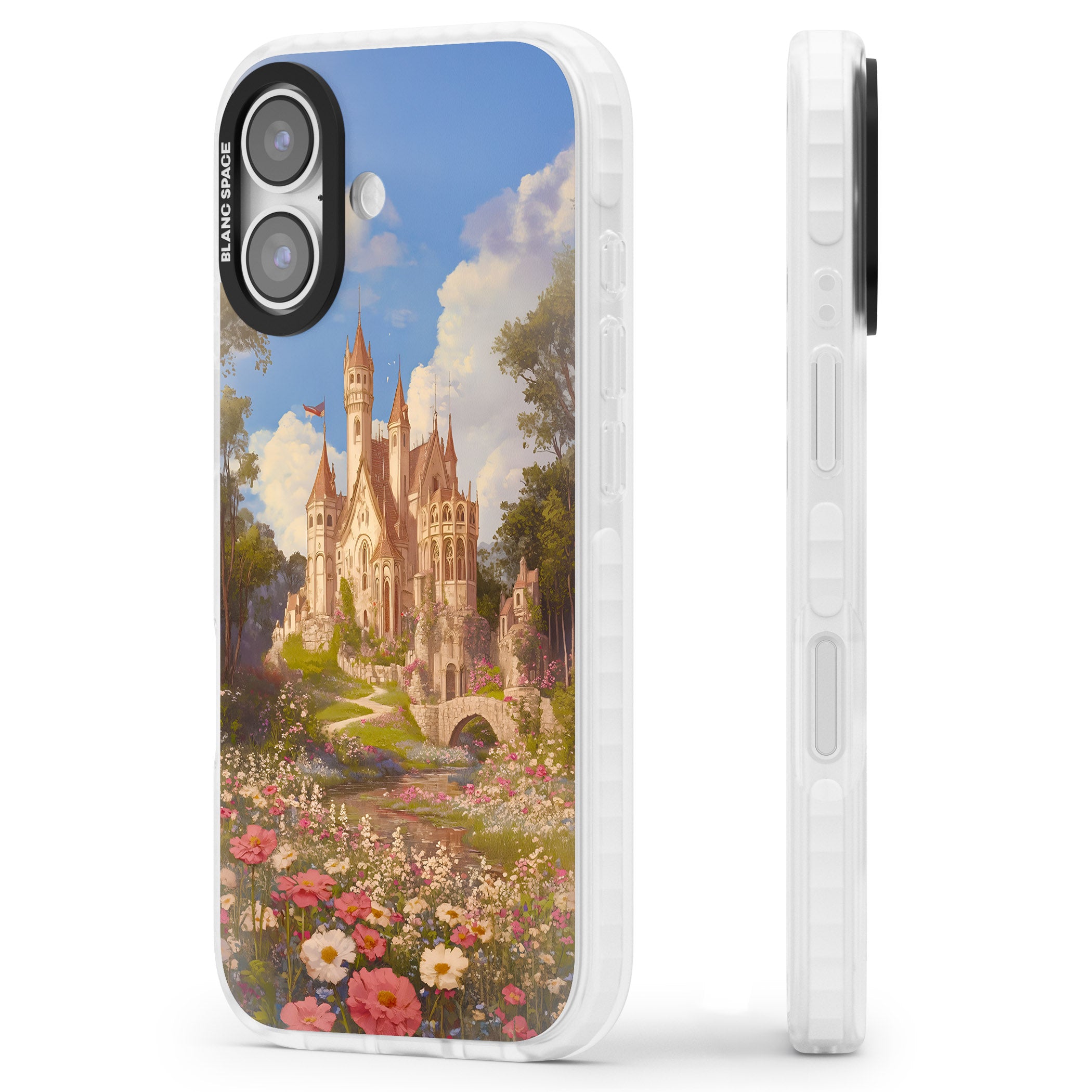 Castle Flower Fields iPhone 17 Impact Clear Phone Case Side Profile