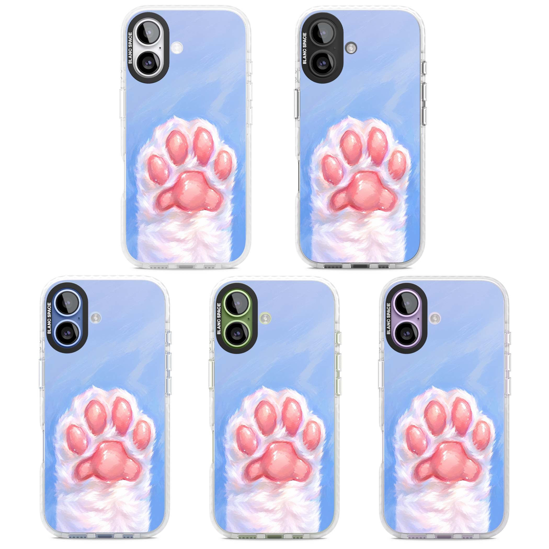 Soft White Paw cute iPhone case | Black Impact case for iPhone 17