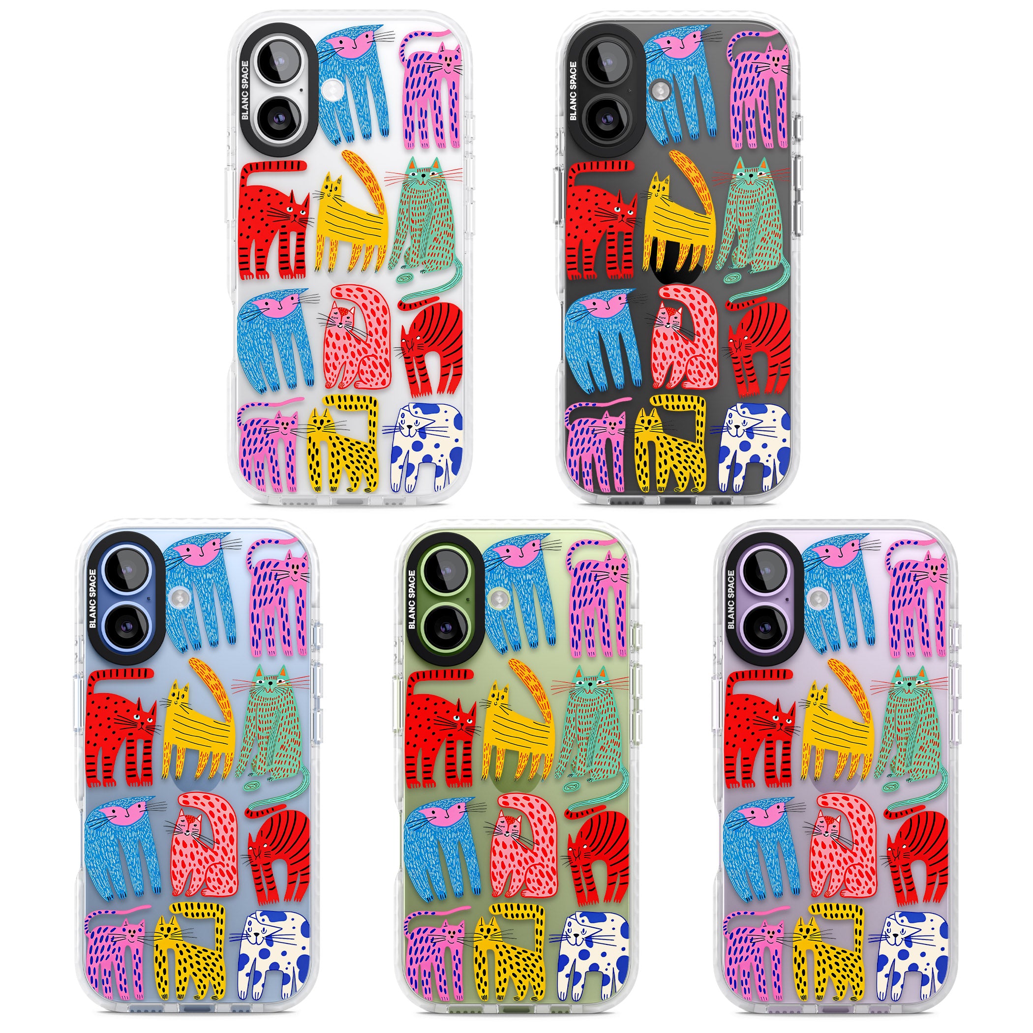 Abstract Colourful Cats iPhone 17 Impact Clear Phone Case APT Impact Protection