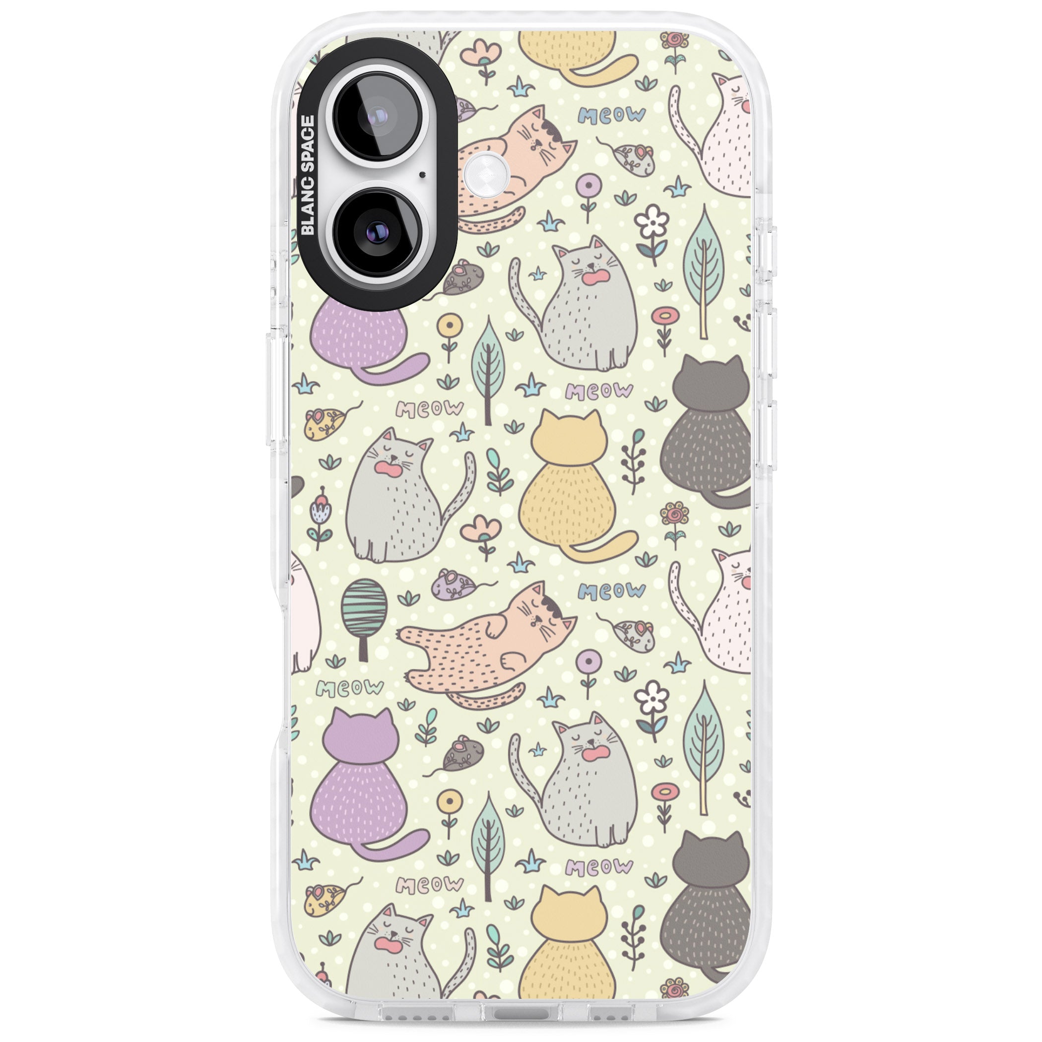 Cat Pattern Cream iPhone 17 Impact Clear Phone Case