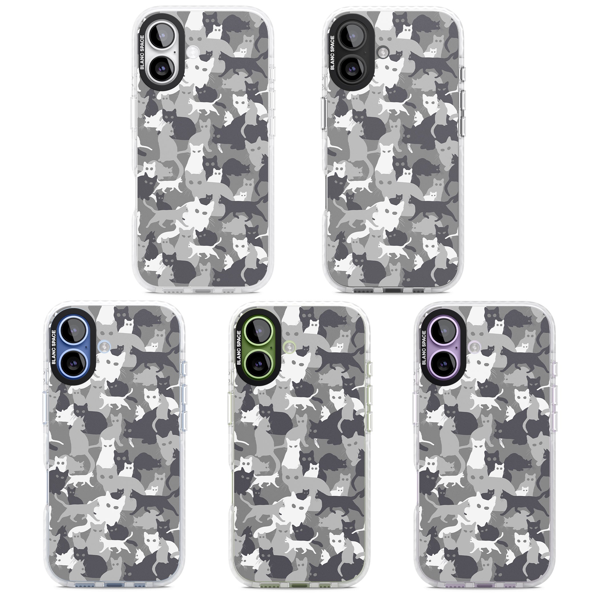 Dark Grey Cat Camouflage iPhone 17 Impact Clear Phone Case APT Impact Protection
