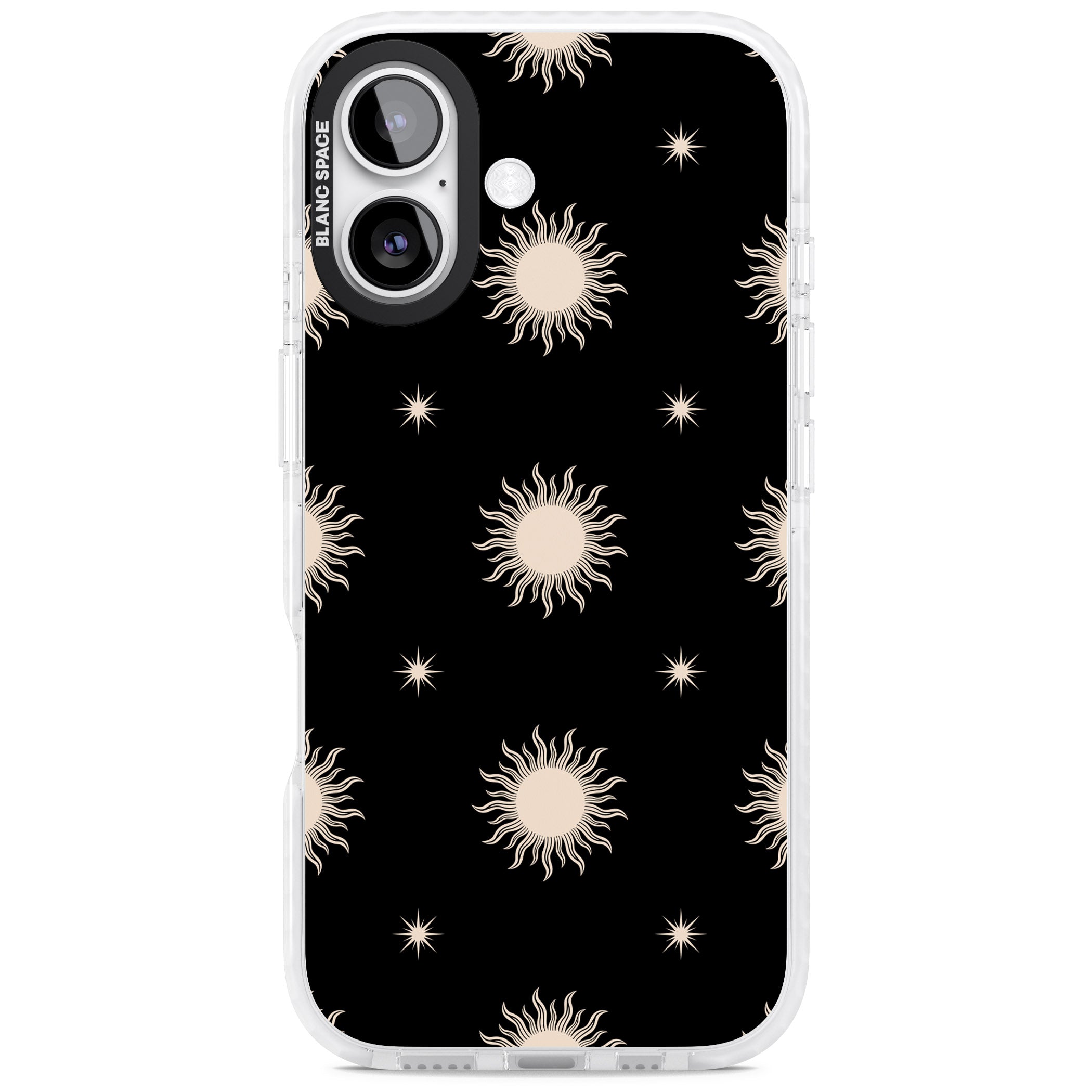Celestial Patterns Classic Suns (Black) iPhone 17 Impact Clear Phone Case