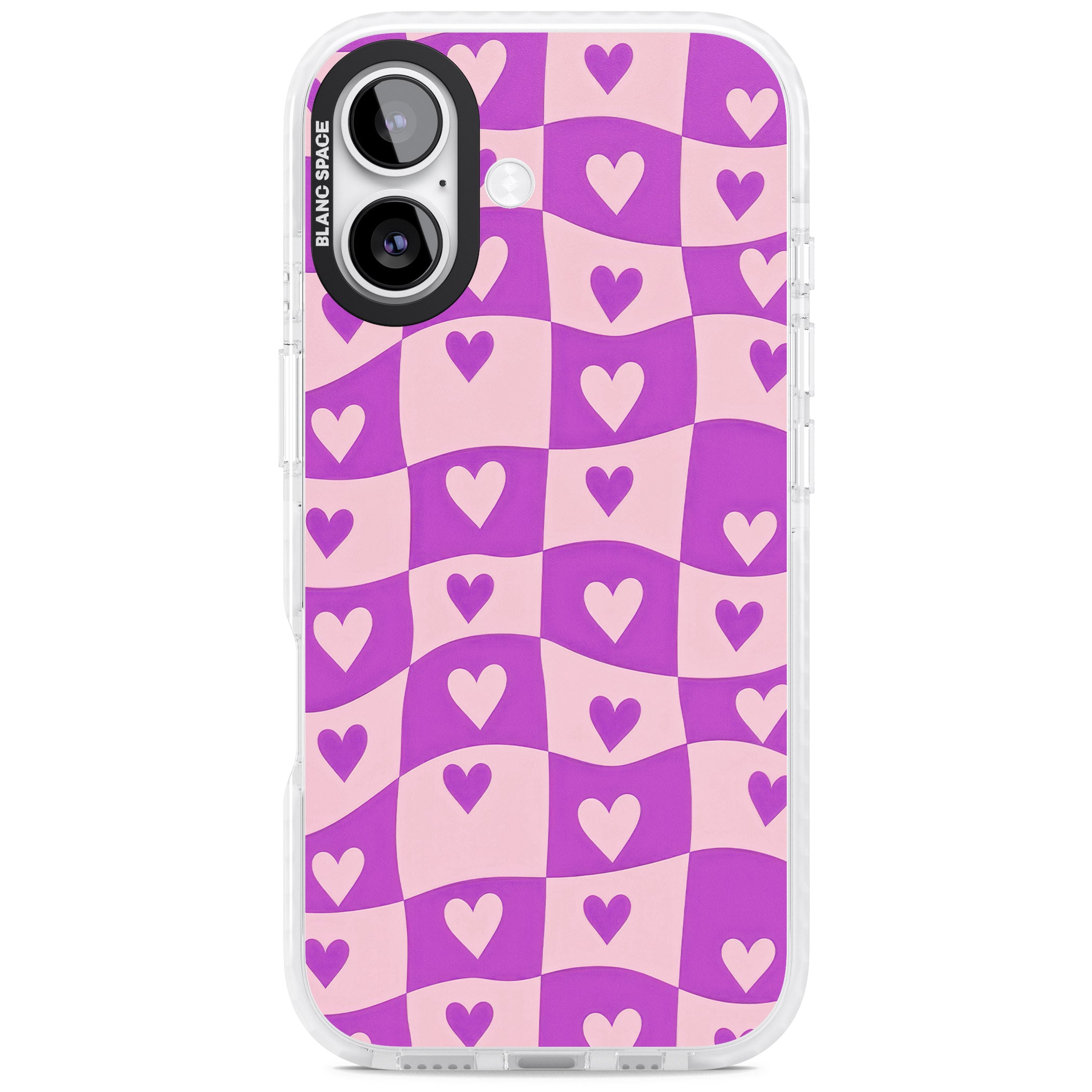 Purple Wavy Checked Hearts iPhone 17 Impact Clear Phone Case