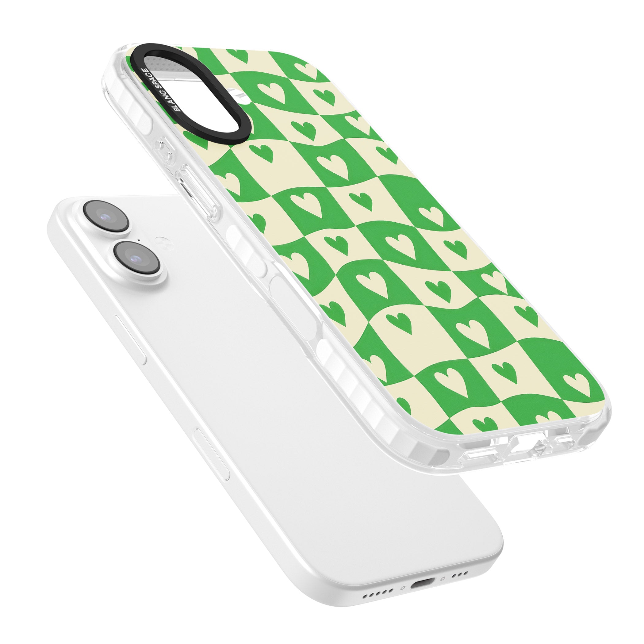Green Wavy Checked Hearts iPhone 17 Impact Clear Phone Case Colours