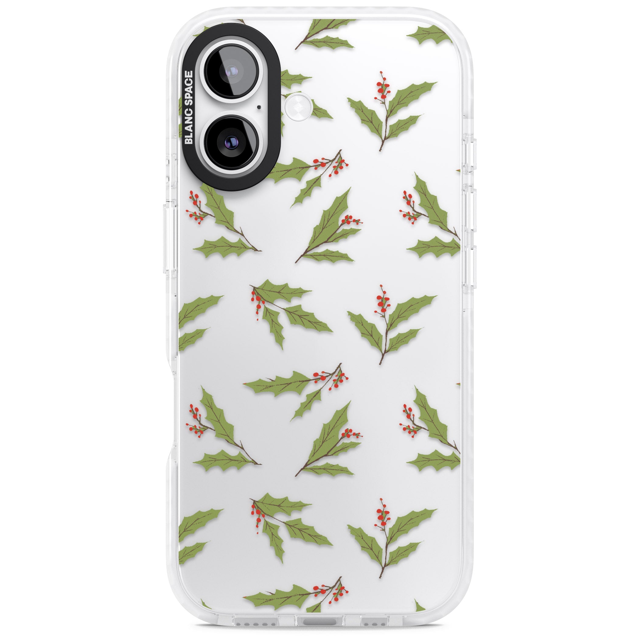 Christmas Holly Pattern iPhone 17 Impact Clear Phone Case