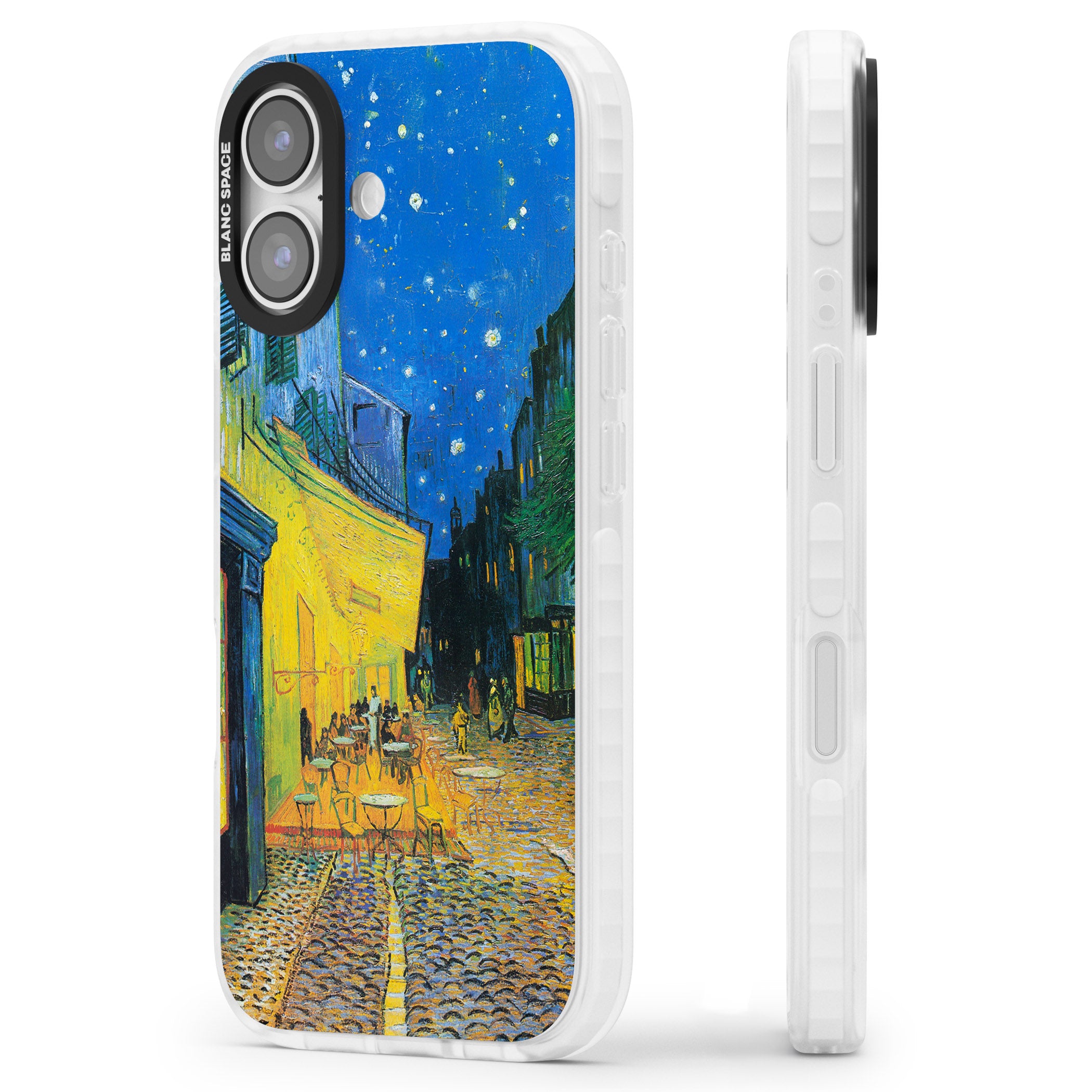 Café Terrace At Night iPhone 17 Impact Clear Phone Case Side Profile