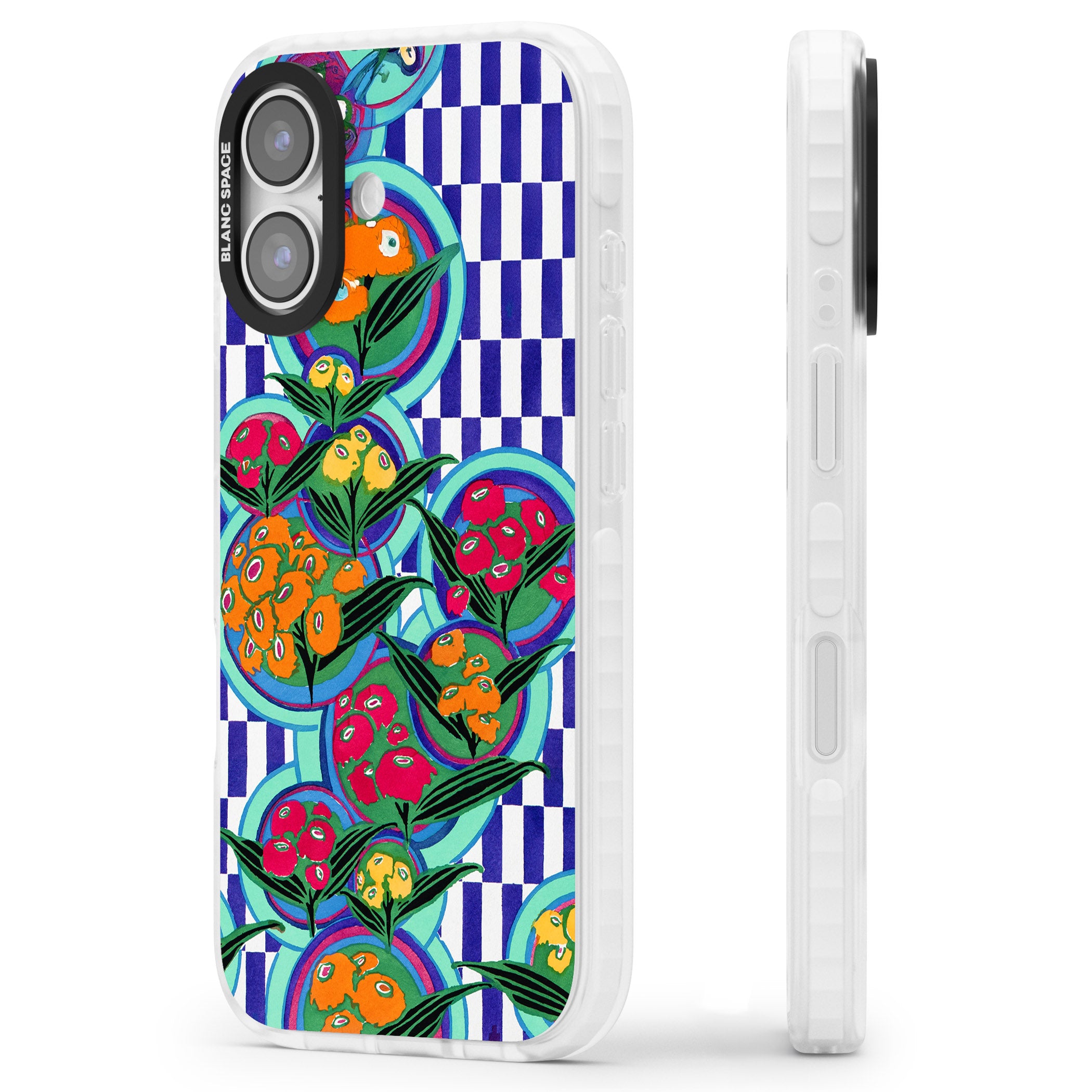 Vintage Fruit Plates iPhone 17 Impact Clear Phone Case Side Profile