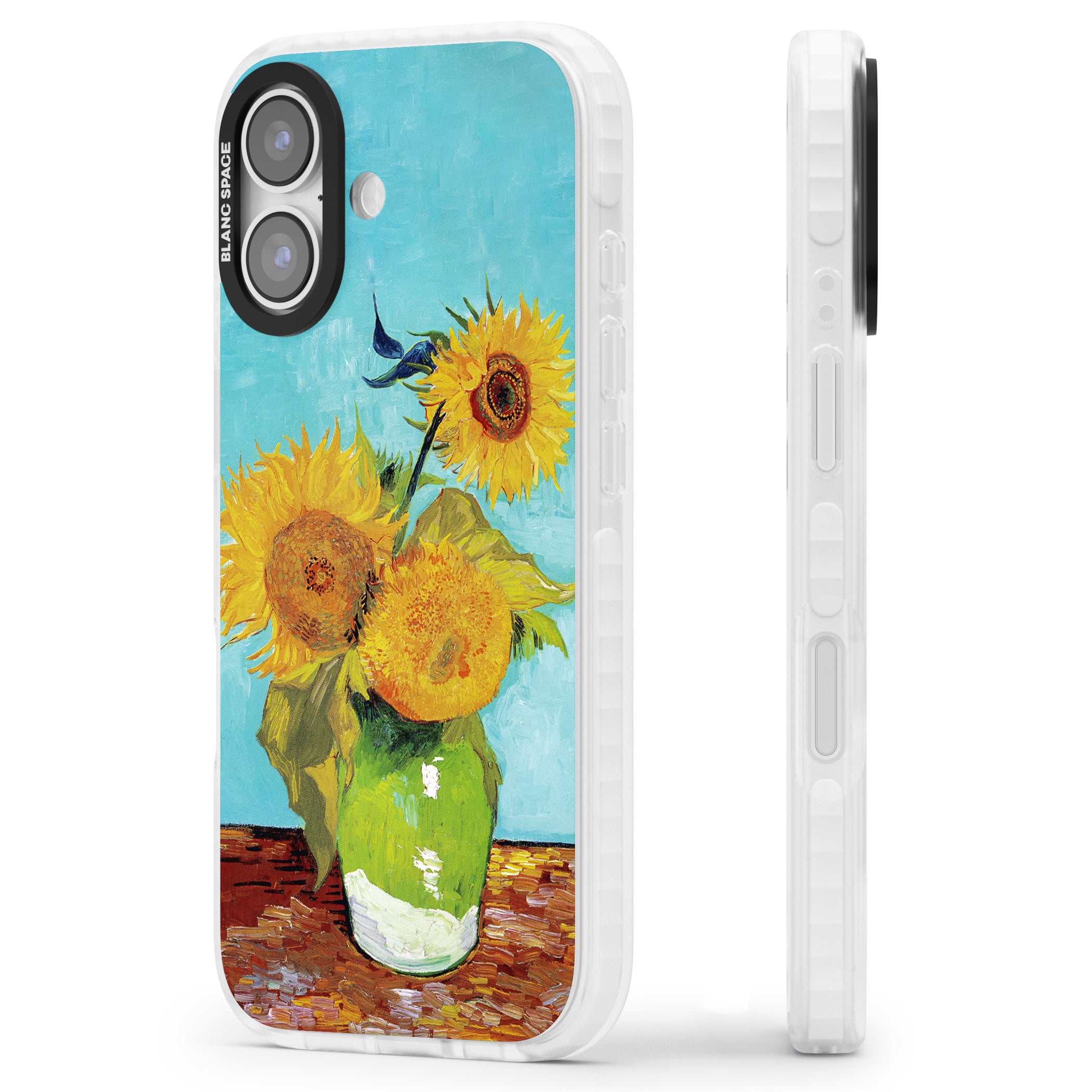 Vase With Three Sunflowers iPhone 17 Impact Clear Phone Case Side Profile