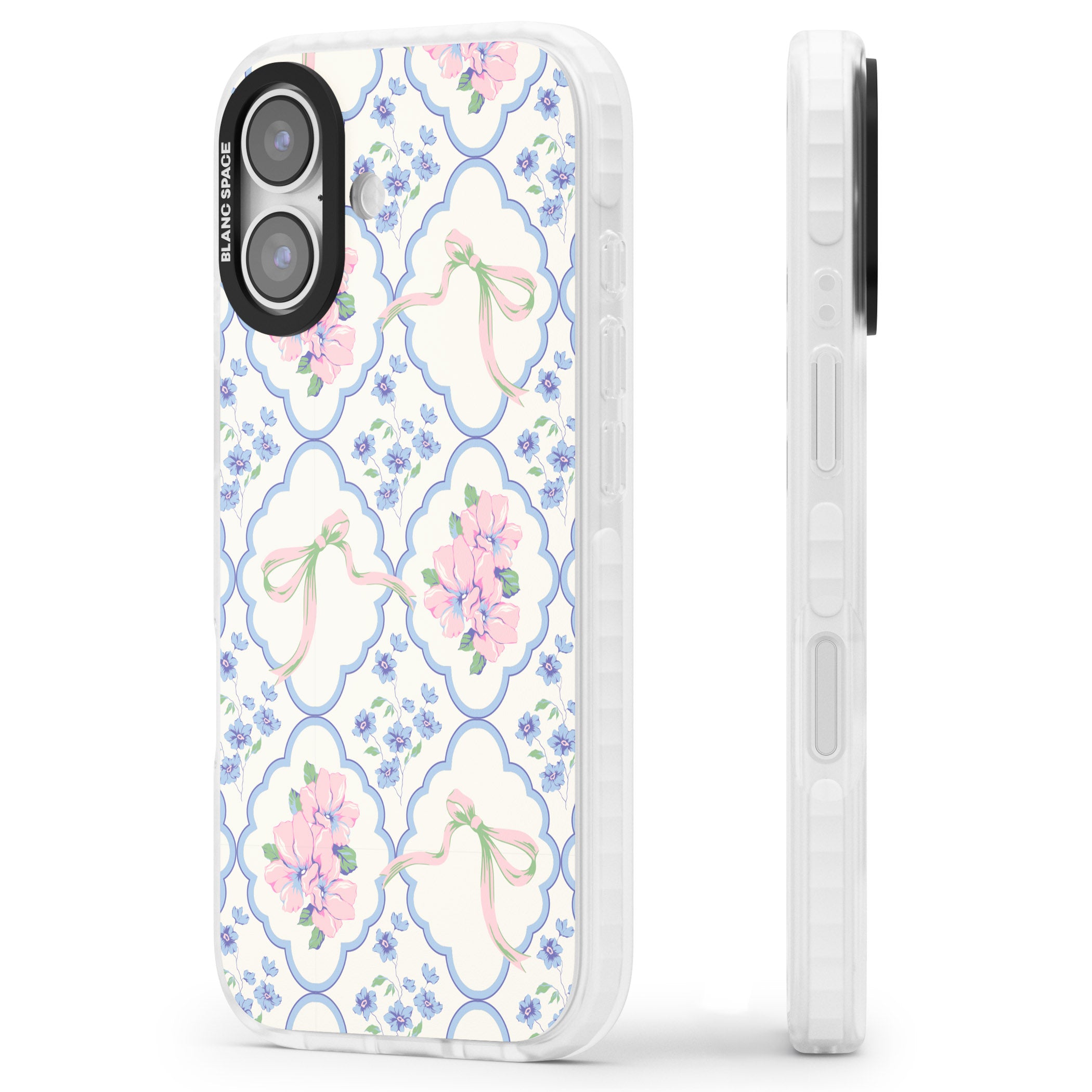 Coquette Flowers & Bows iPhone 17 Impact Clear Phone Case Side Profile