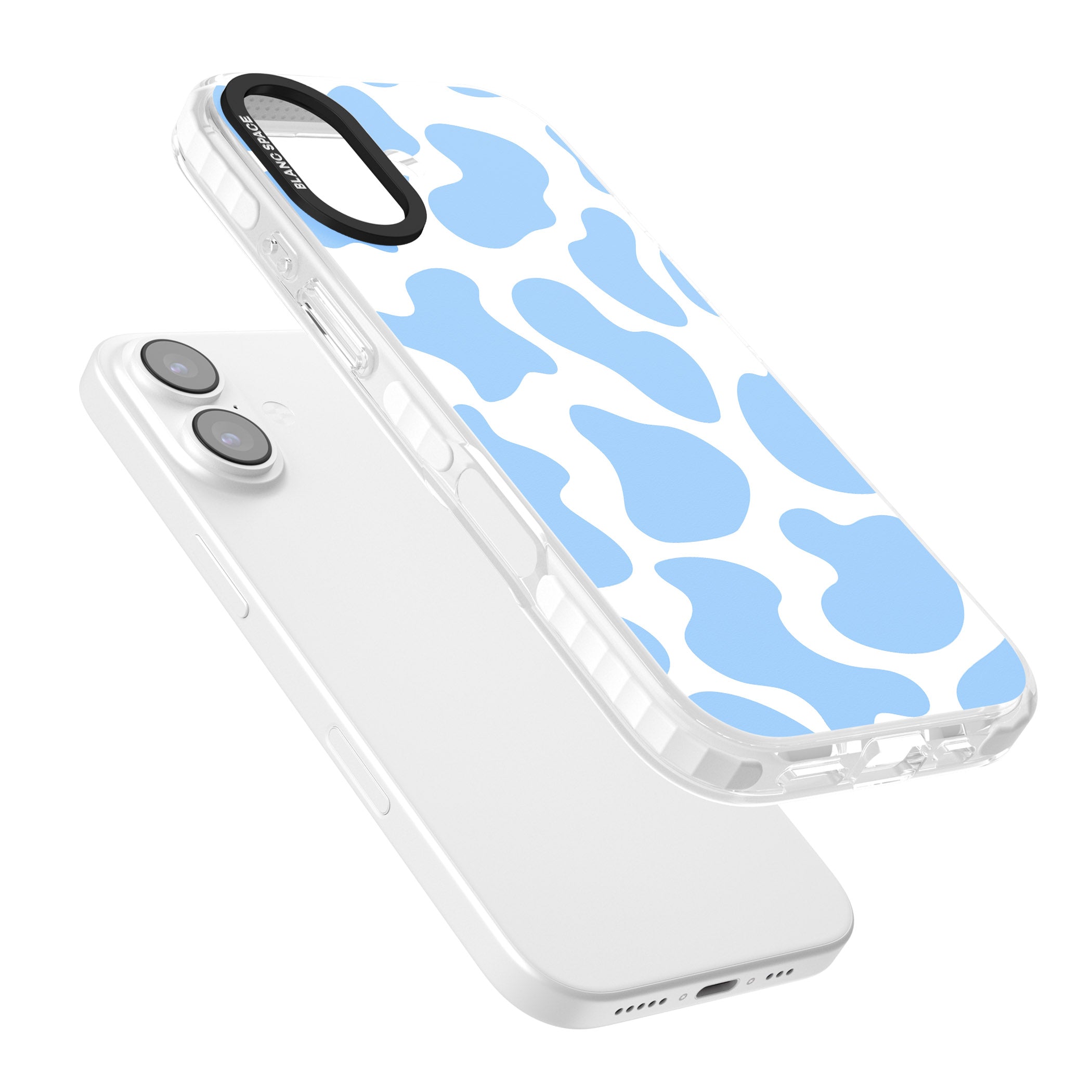 Blue And White Cow Print iPhone 17 Impact Clear Phone Case Colours