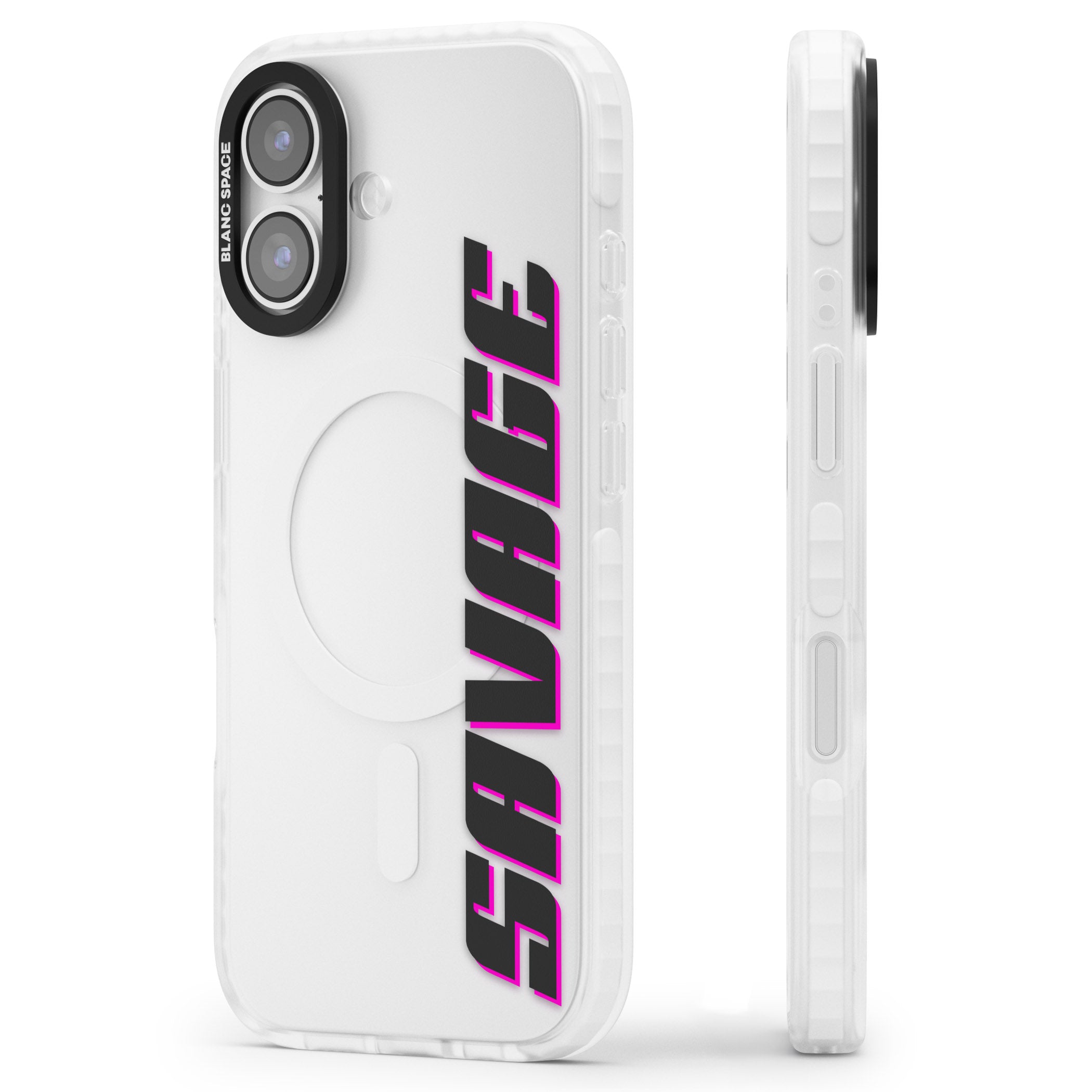 Personalised Cool Vertical Name iPhone 17 Impact Clear Phone Case Side Profile