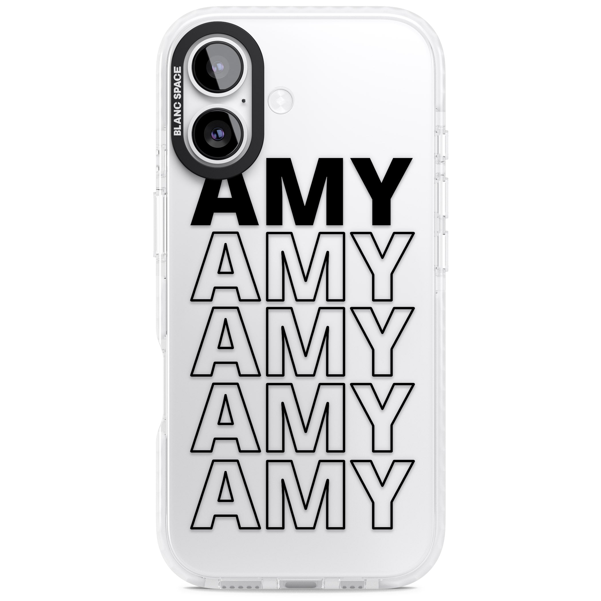 Personalised Bold Name Repetition iPhone 17 Impact Clear Phone Case
