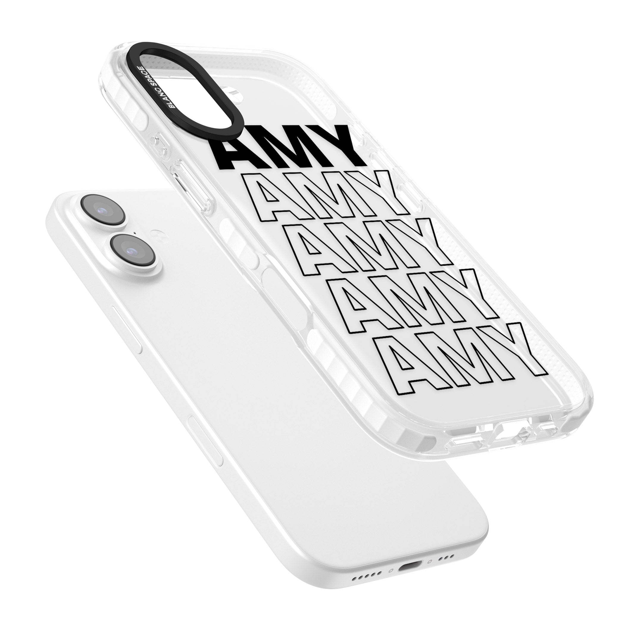 Personalised Bold Name Repetition iPhone 17 Impact Clear Phone Case Colours