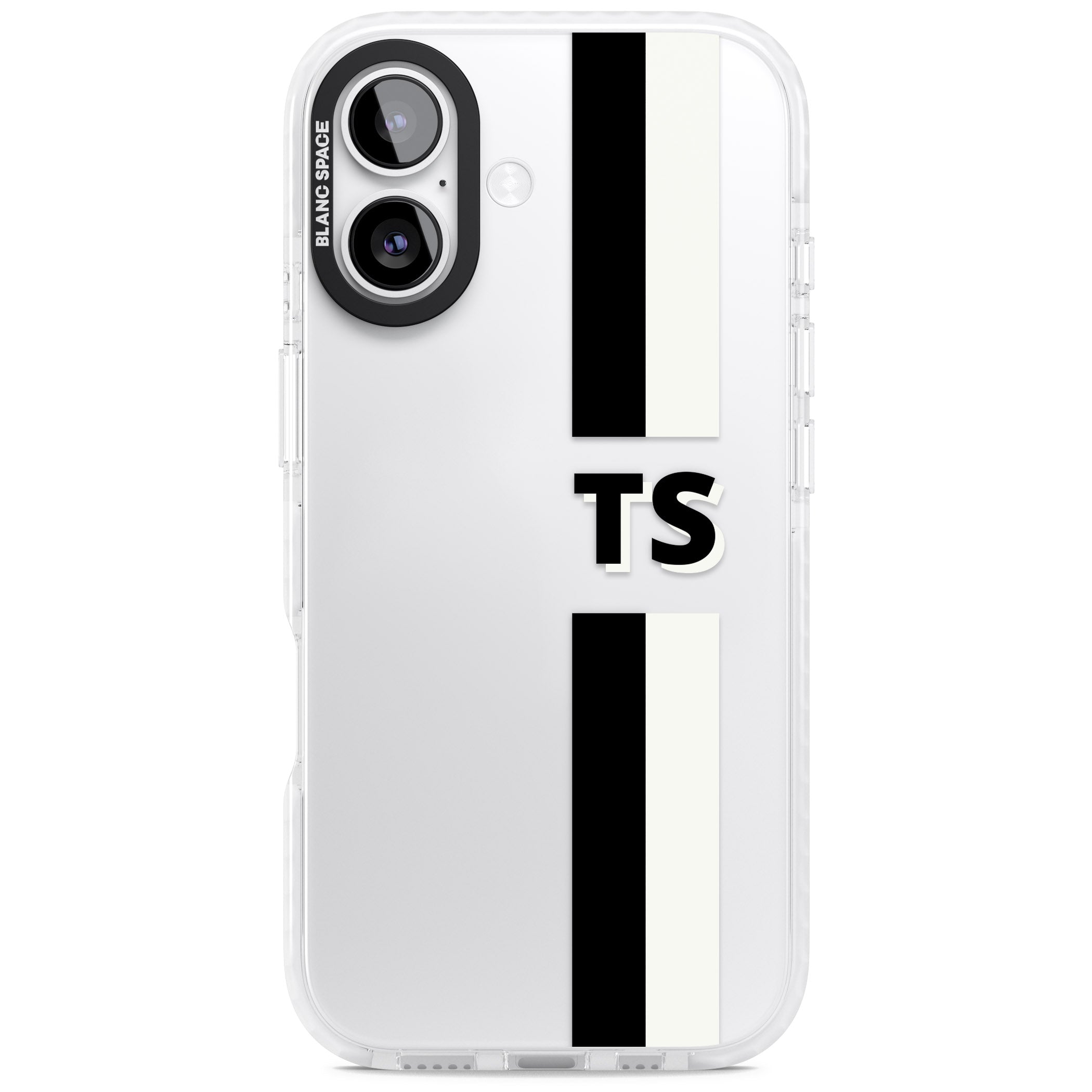 Personalised Black And White Stripe iPhone 17 Impact Clear Phone Case