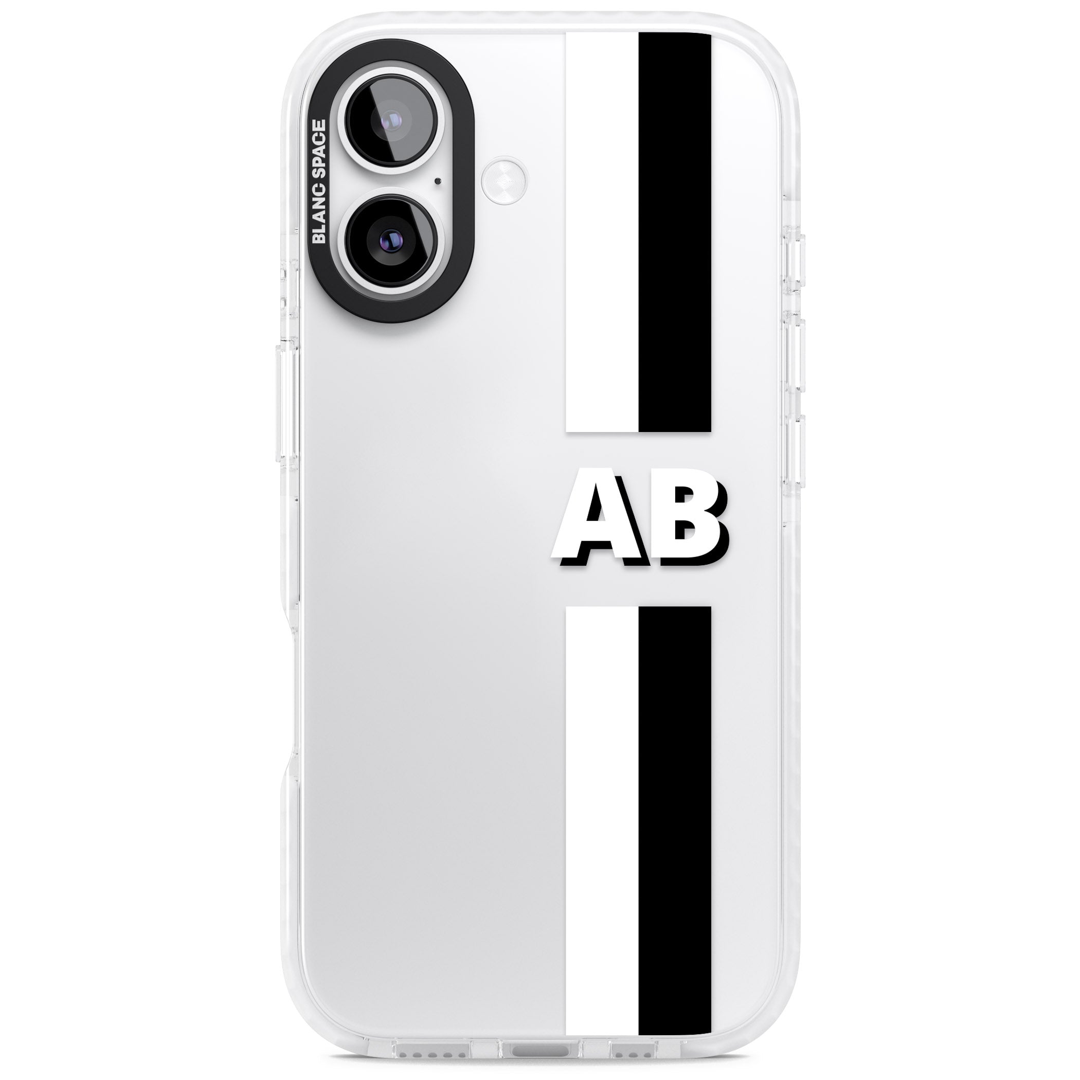 Personalised Bold Two Stripe Name iPhone 17 Impact Clear Phone Case