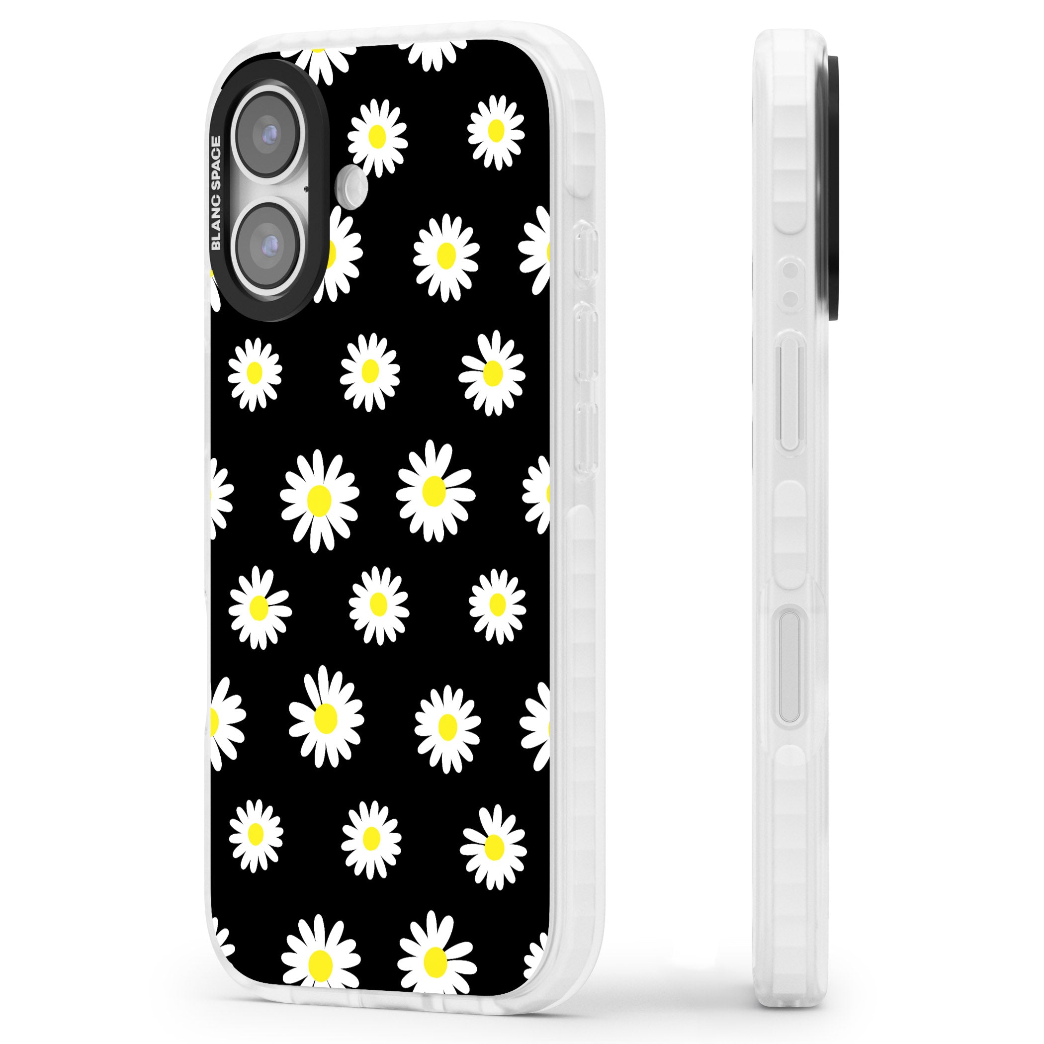 Personalised Chic Daisy Pattern iPhone 17 Impact Clear Phone Case Side Profile