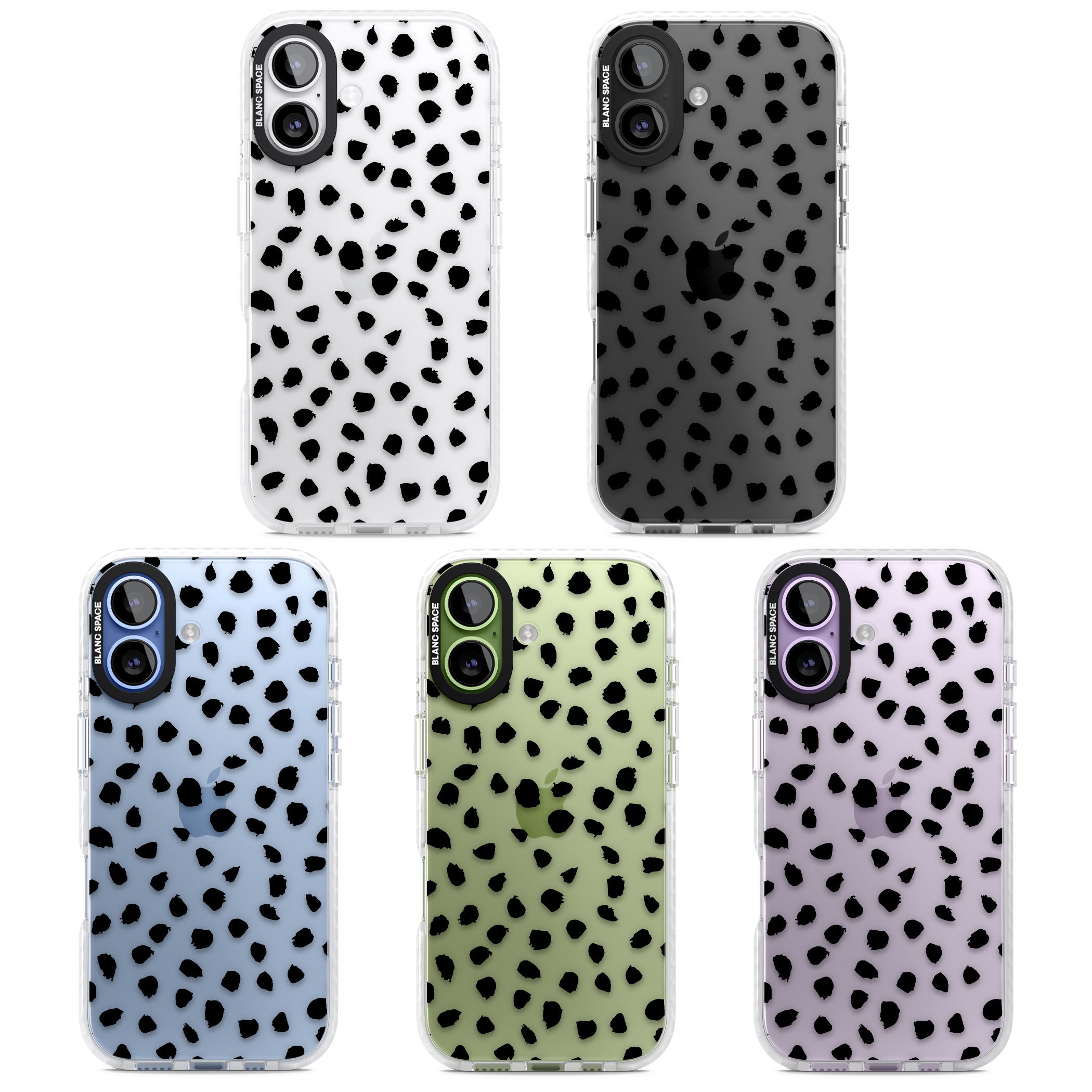 Black Dalmatian Polka Dot iPhone 17 Impact Clear Phone Case APT Impact Protection