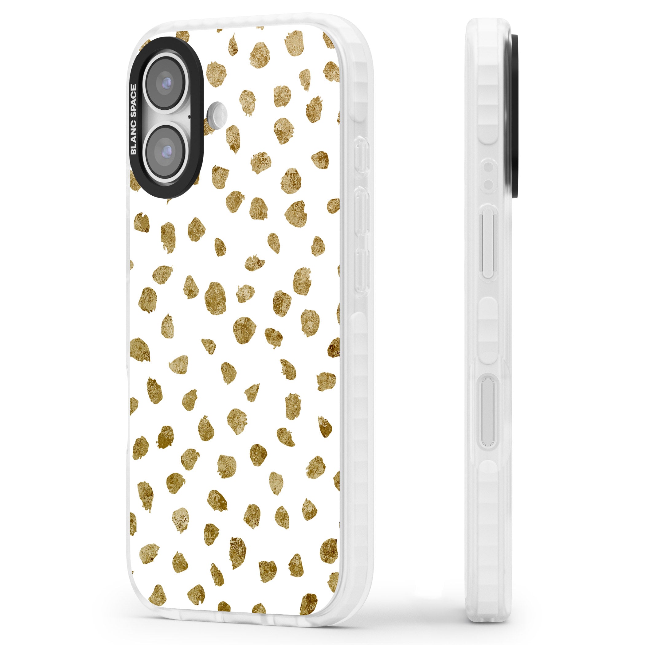 Golden Speckle iPhone 17 Impact Clear Phone Case Side Profile