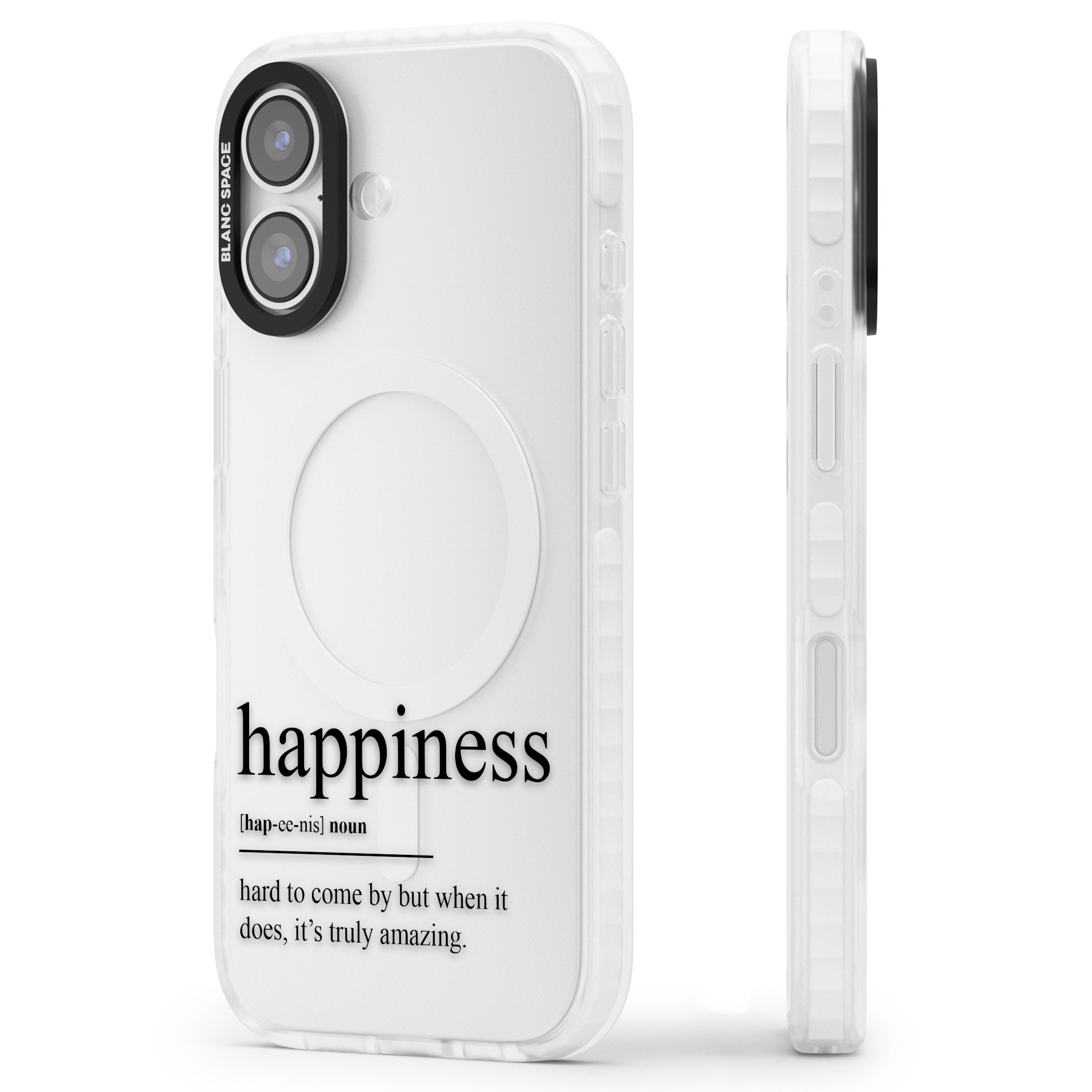 Happiness iPhone 17 Impact Clear Phone Case Side Profile