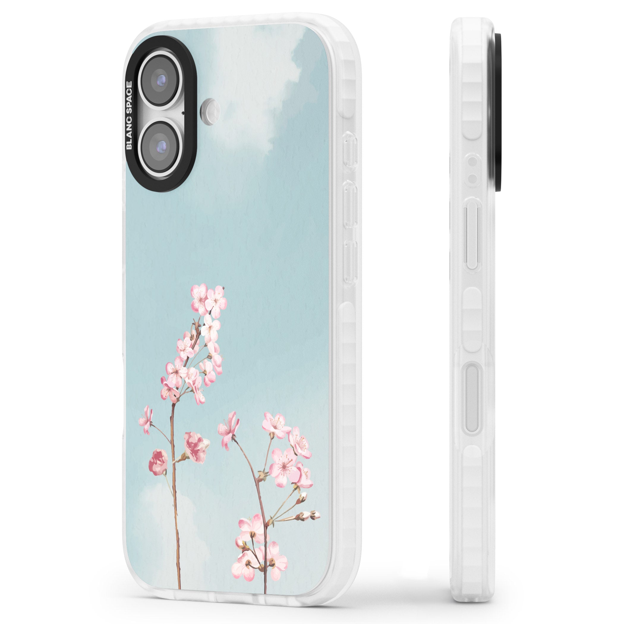 Blossom Flower Sky iPhone 17 Impact Clear Phone Case Side Profile