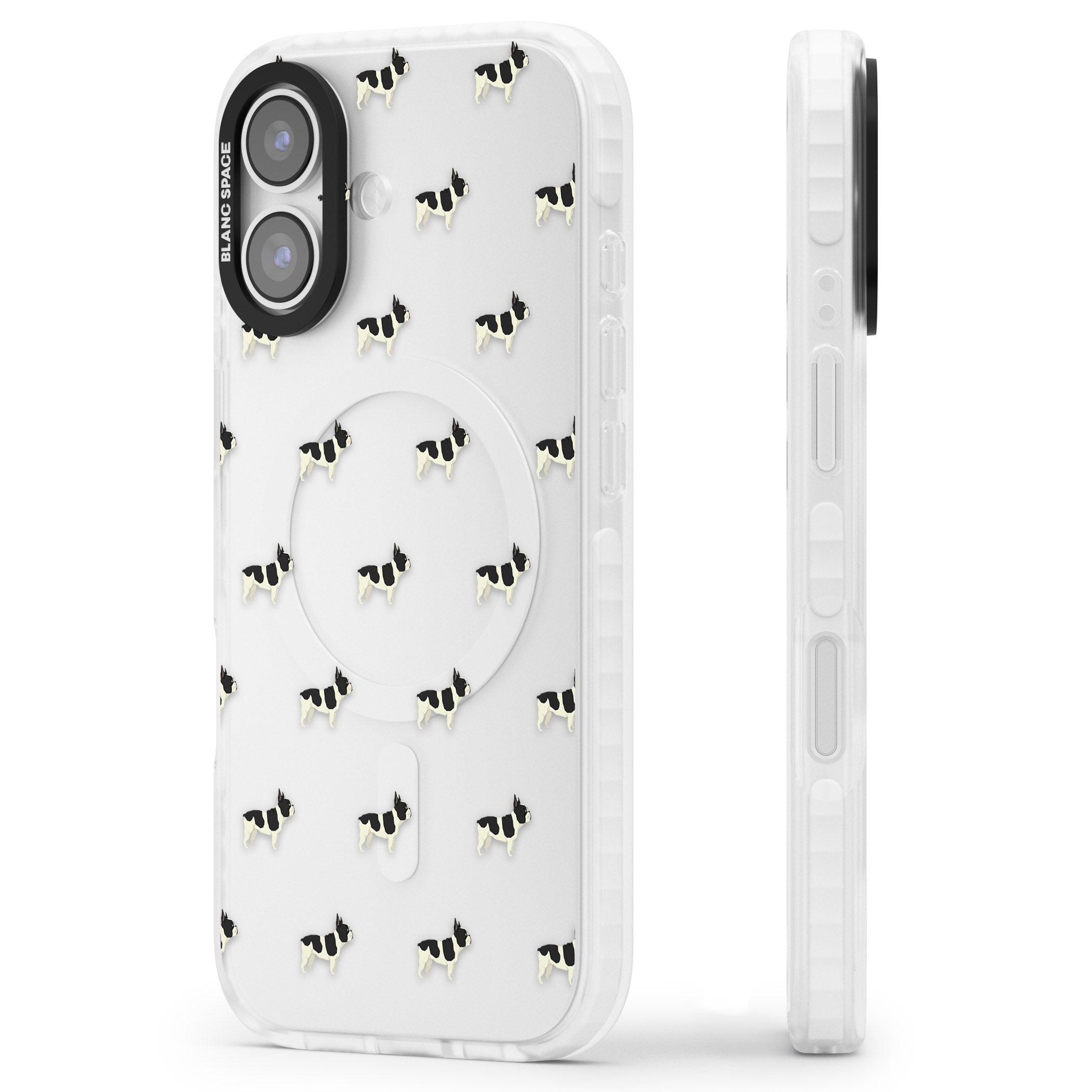 Frenchie Repeat Dog iPhone 17 Impact Clear Phone Case Side Profile