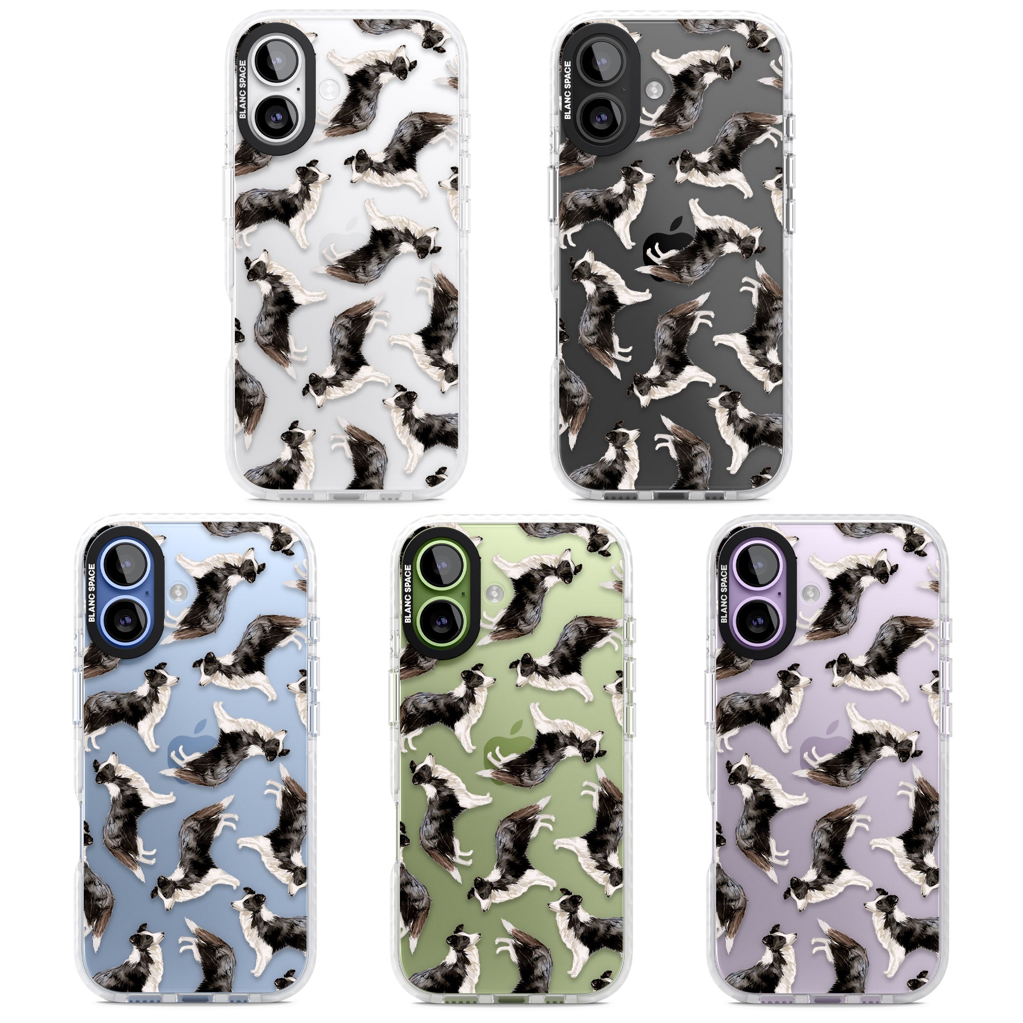 Border Collie Pattern Watercolour iPhone 17 Impact Clear Phone Case APT Impact Protection