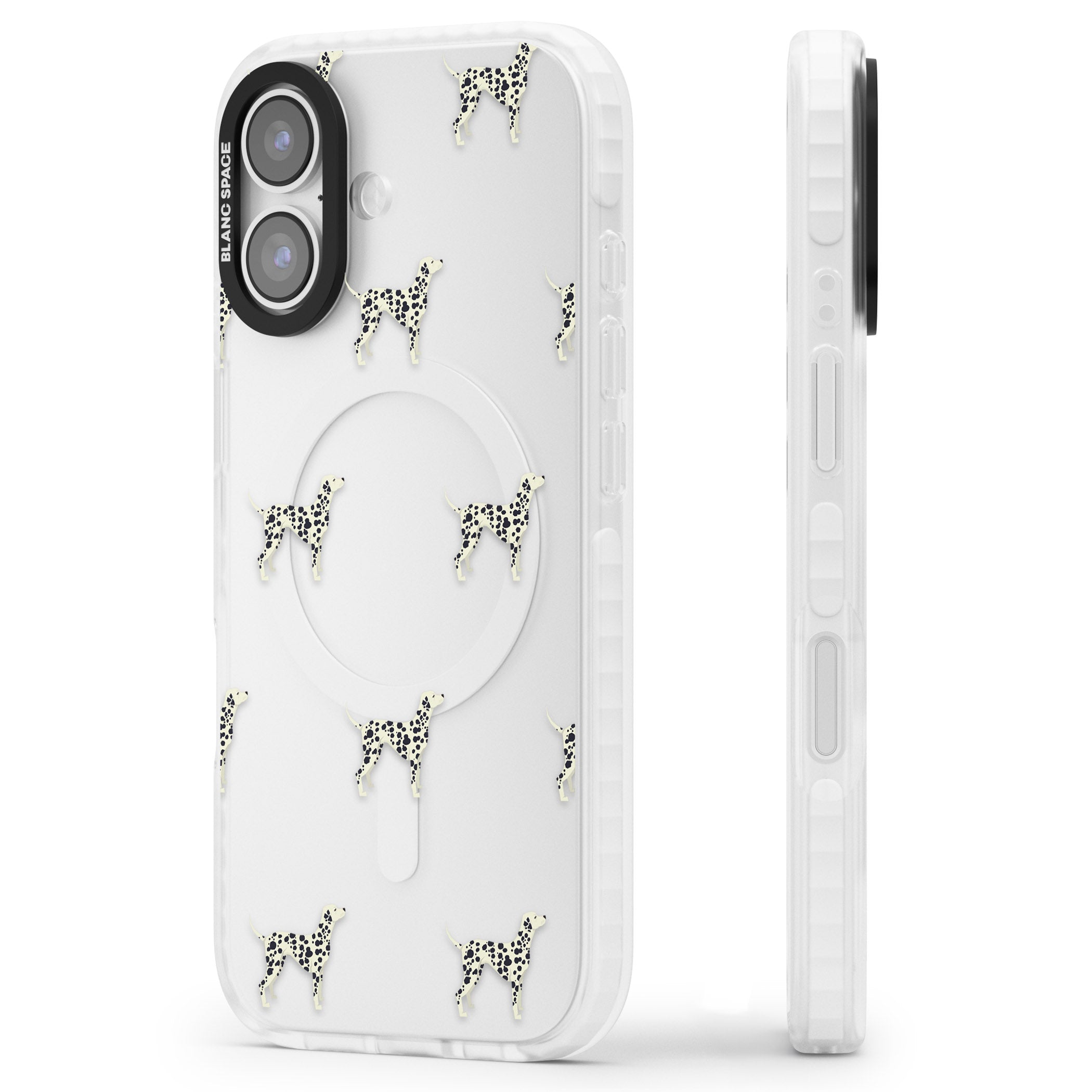 Dalmatian Dog Pattern iPhone 17 Impact Clear Phone Case Side Profile