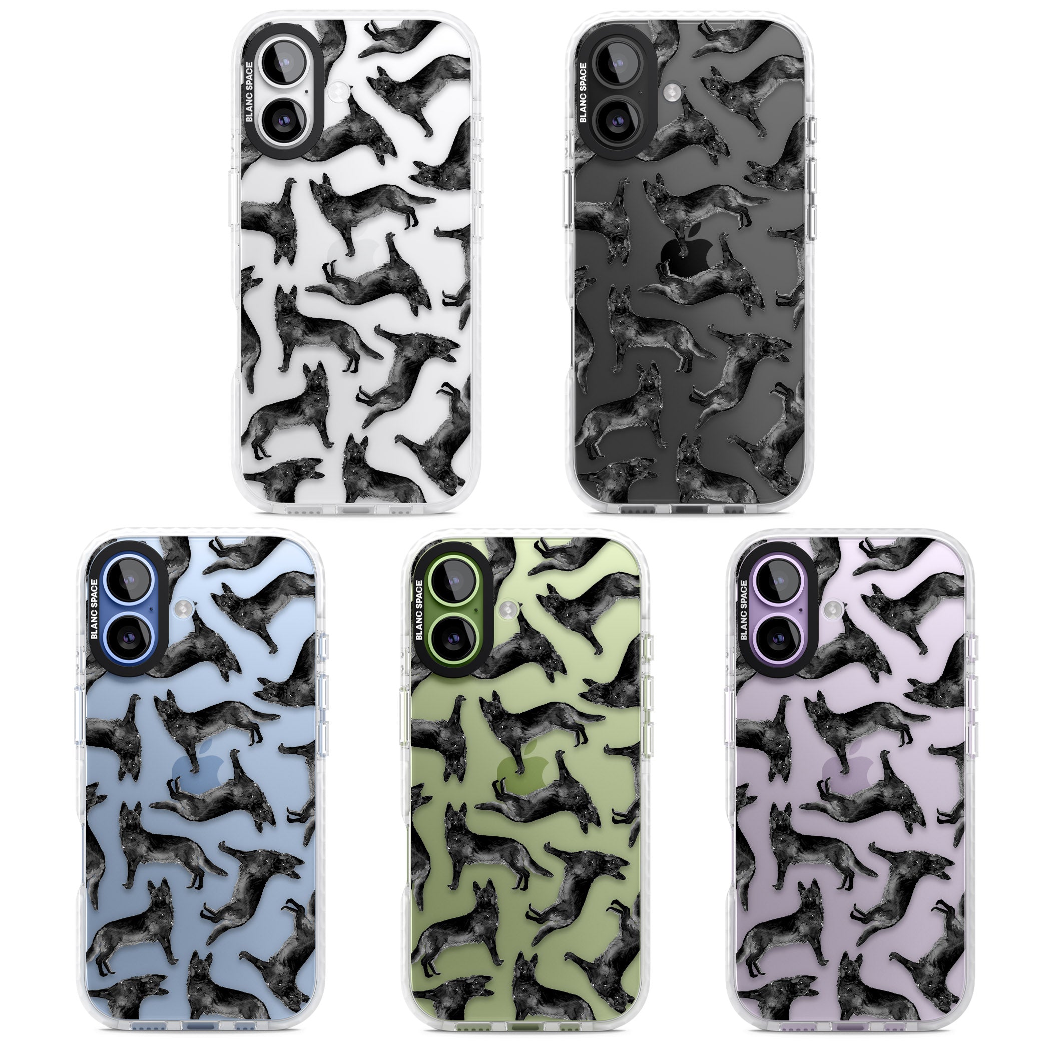 German Shepherd Pattern Black iPhone 17 Impact Clear Phone Case APT Impact Protection