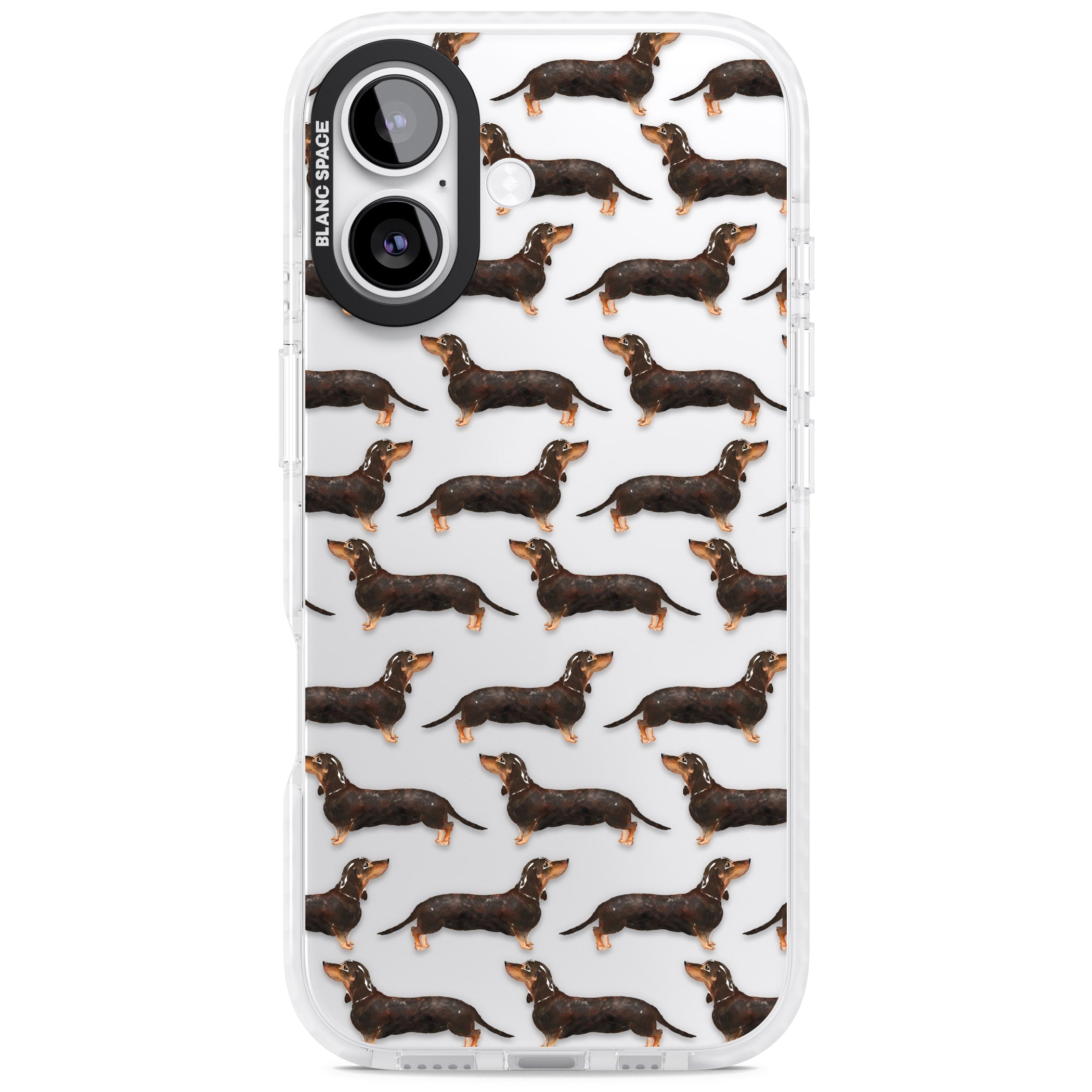 Dachshund Pattern Black Tan iPhone 17 Impact Clear Phone Case