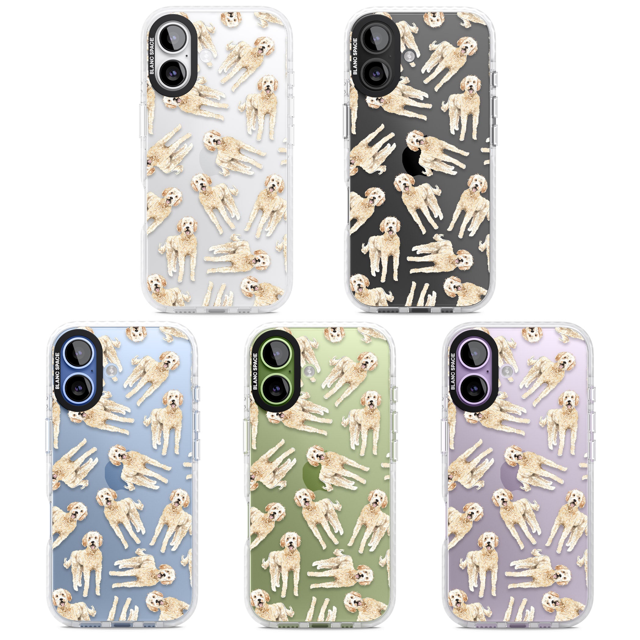 Goldendoodle Watercolour Dog Pattern iPhone 17 Impact Clear Phone Case APT Impact Protection