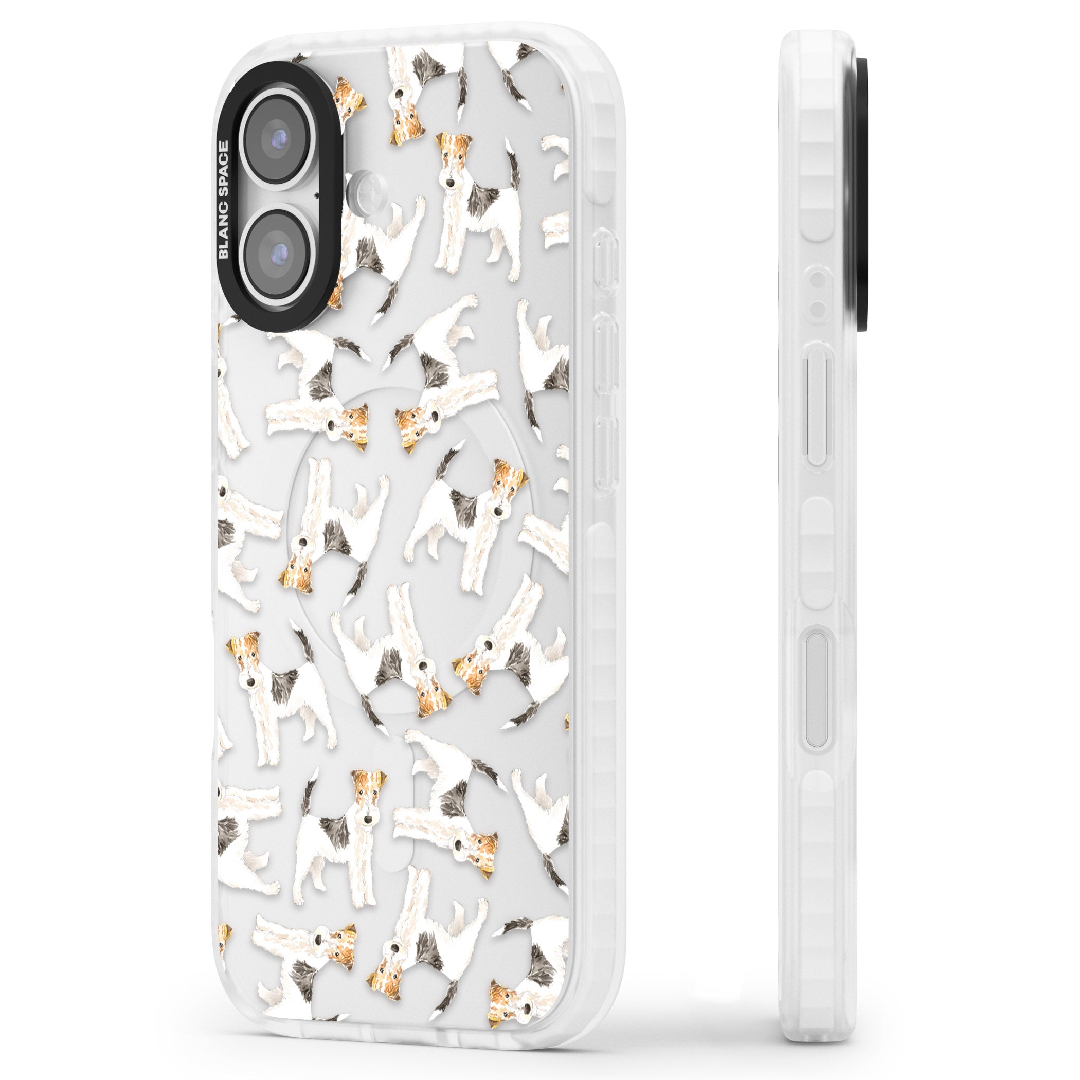 Wire Haired Fox Terrier Dog Pattern iPhone 17 Impact Clear Phone Case Side Profile