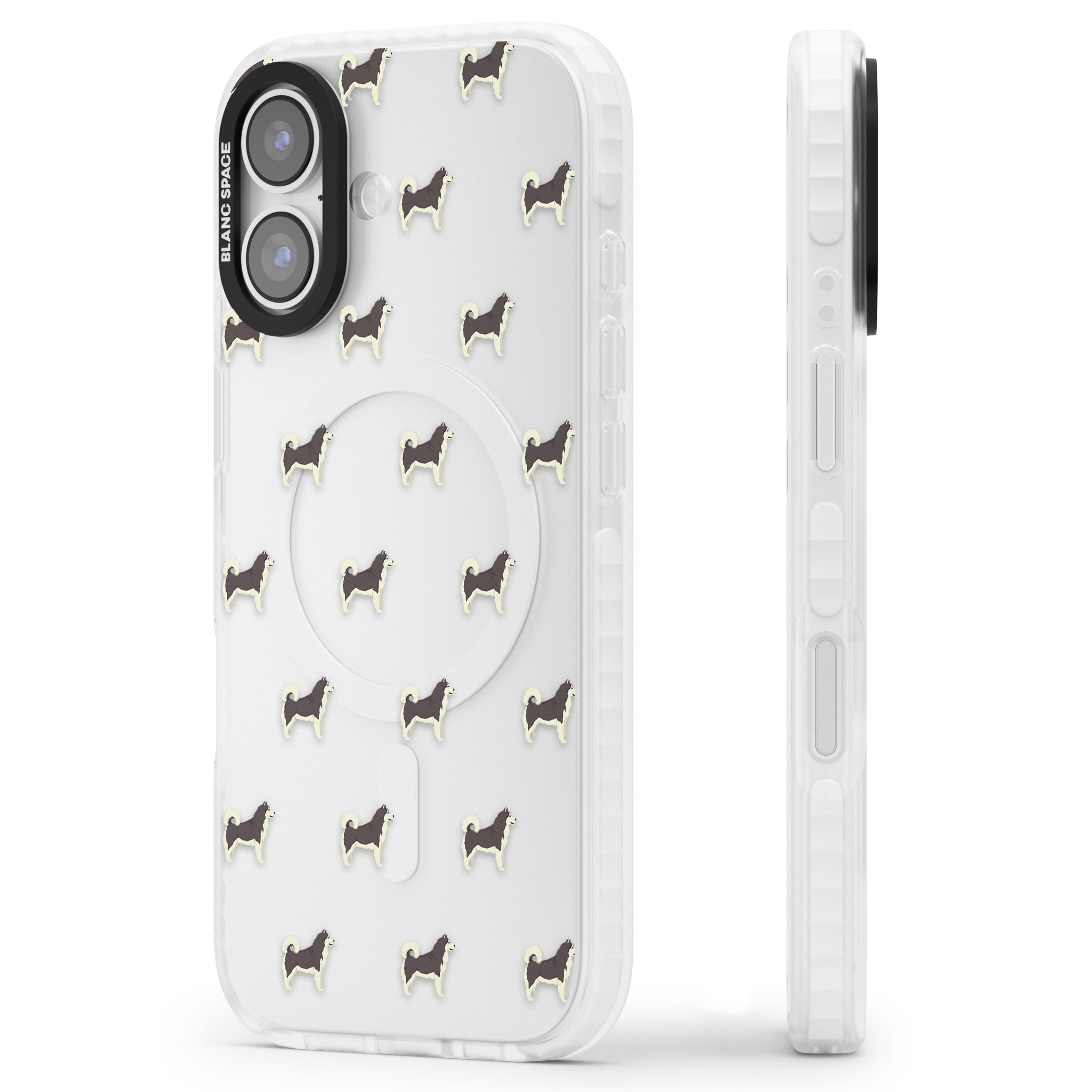 Alaskan Malamute Dog Pattern iPhone 17 Impact Clear Phone Case Side Profile
